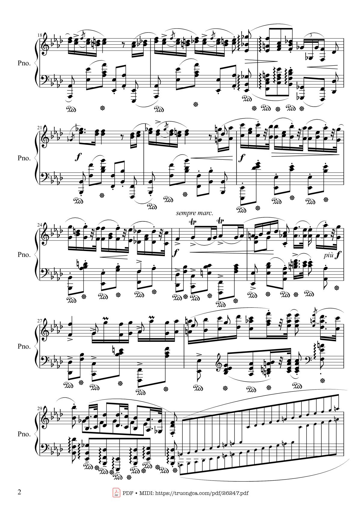 Page 2 of the piano sheet music PDF Piano – Polonaise Heroic in A-flat Major, Op. 53 by Frédéric Chopin
