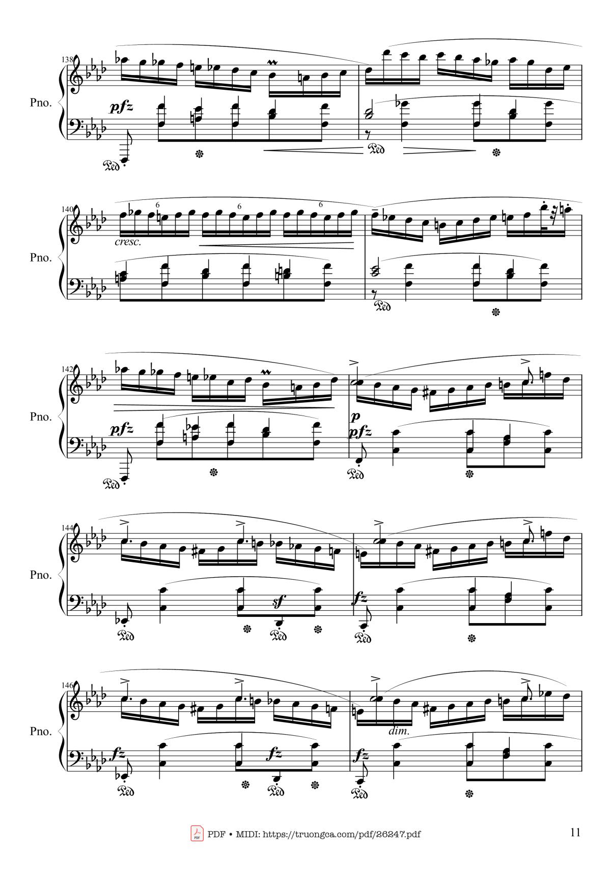 Page 11 of the piano sheet music PDF Piano – Polonaise Heroic in A-flat Major, Op. 53 by Frédéric Chopin