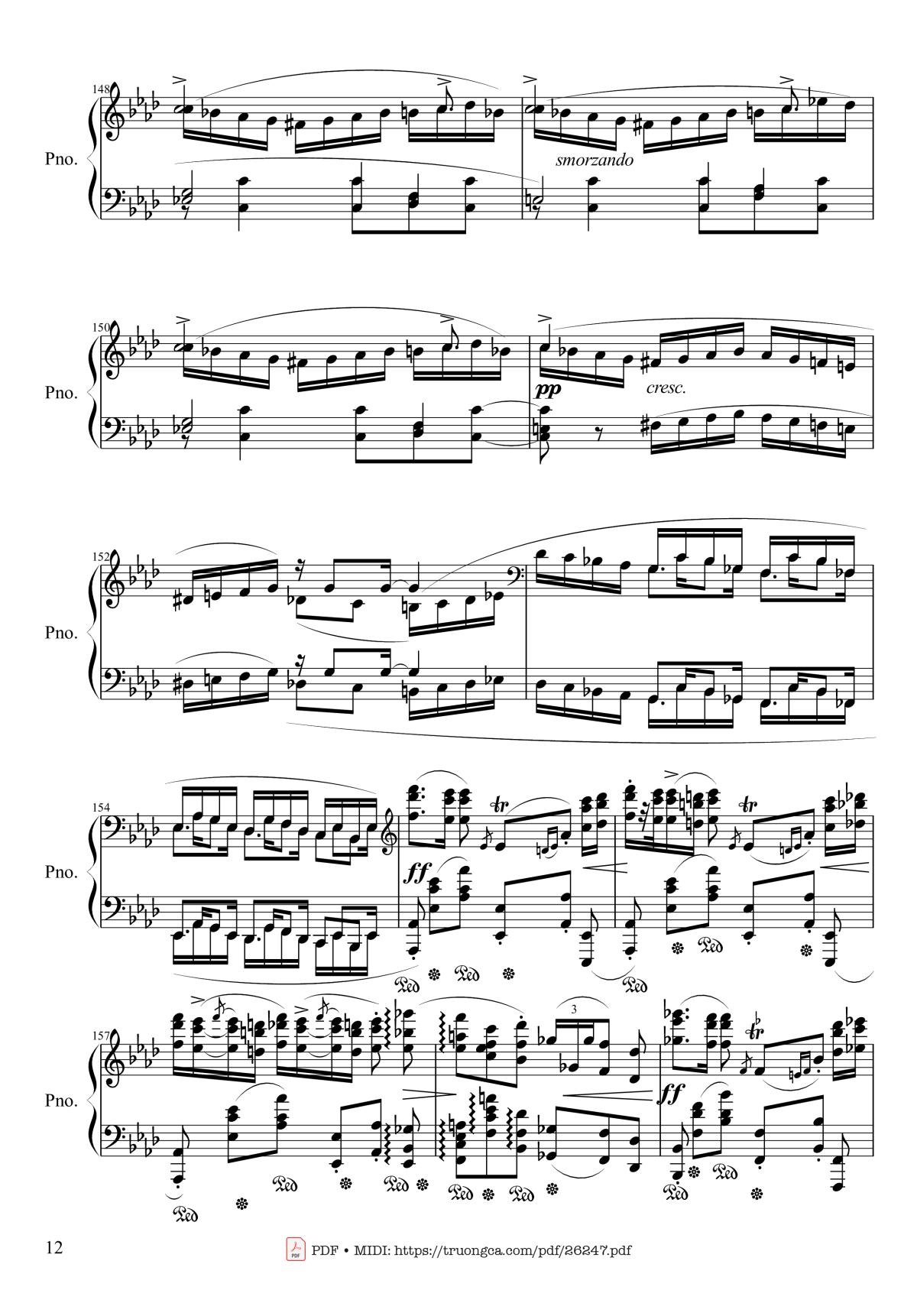 Page 12 of the piano sheet music PDF Piano – Polonaise Heroic in A-flat Major, Op. 53 by Frédéric Chopin