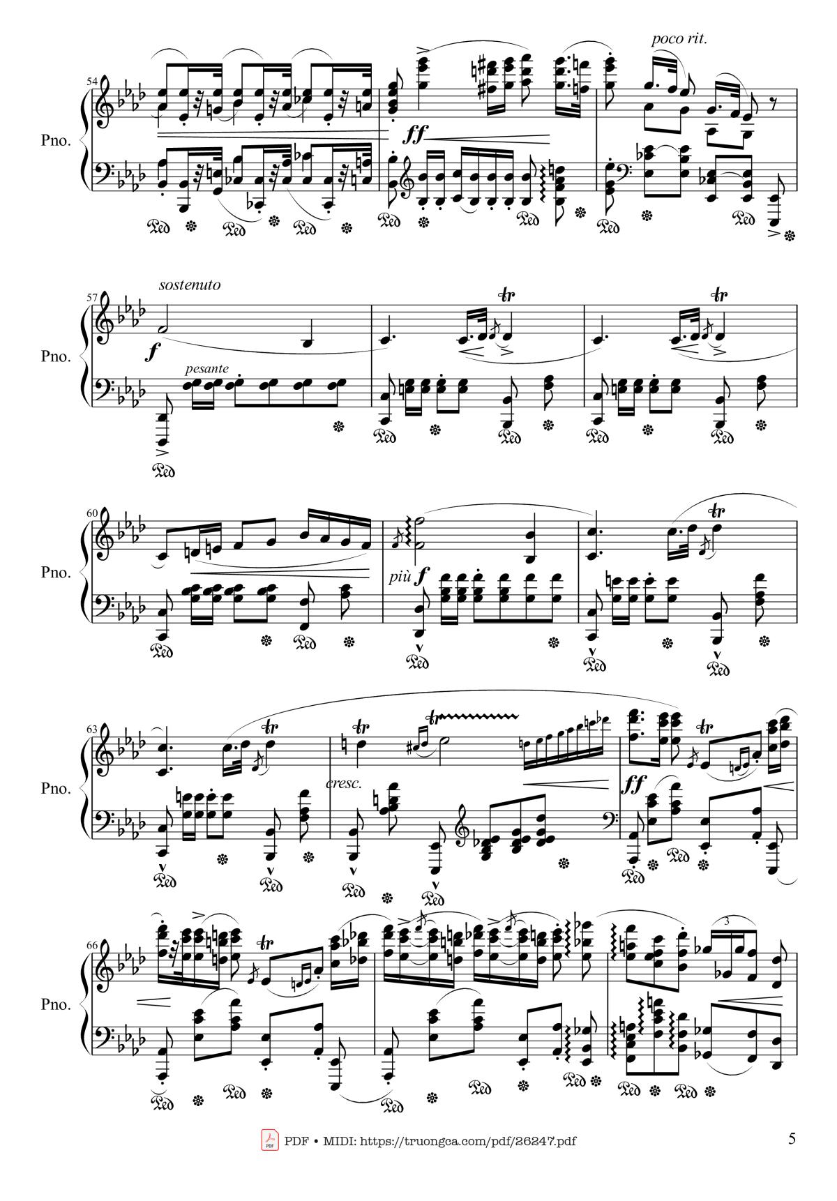 Page 5 of the piano sheet music PDF Piano – Polonaise Heroic in A-flat Major, Op. 53 by Frédéric Chopin