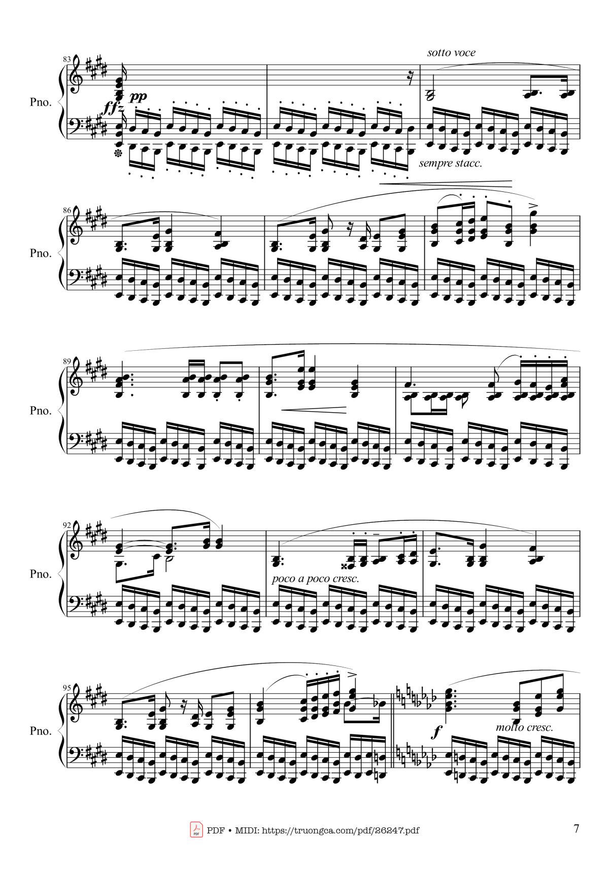 Page 7 of the piano sheet music PDF Piano – Polonaise Heroic in A-flat Major, Op. 53 by Frédéric Chopin