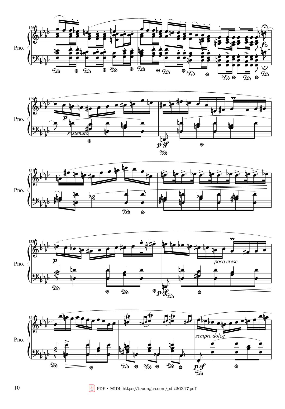 Page 10 of the piano sheet music PDF Piano – Polonaise Heroic in A-flat Major, Op. 53 by Frédéric Chopin
