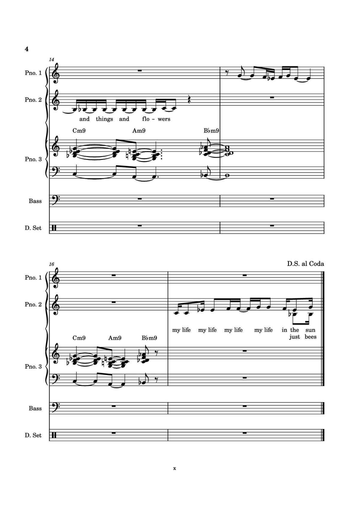 Page 4 of the piano sheet music PDF Piano Guitar Tab – Everybody Loves the Sunshine Piano by Arr. Mohsam