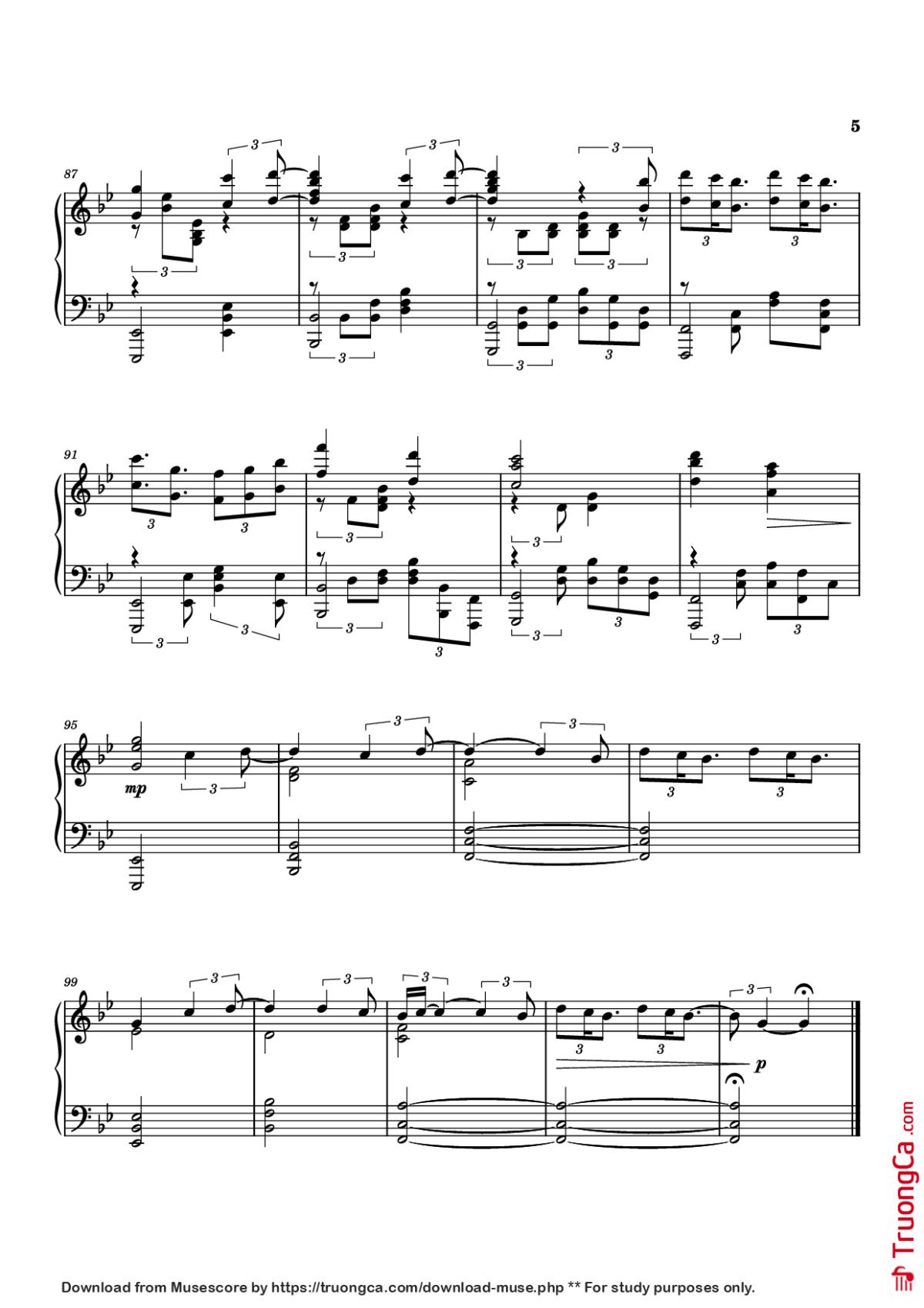 Page 5 of the piano sheet music PDF Piano – Beautiful Things Piano by Arr. Judah Esparza