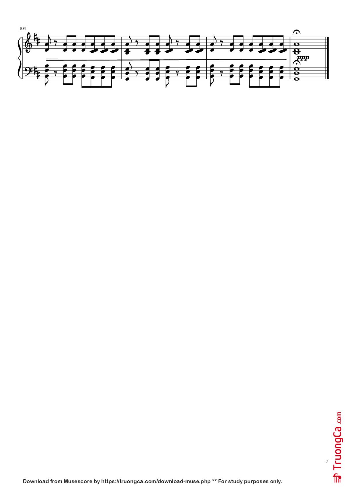 Page 5 of the piano sheet music PDF Piano – Something Just Like This Piano by The Chainsmokers