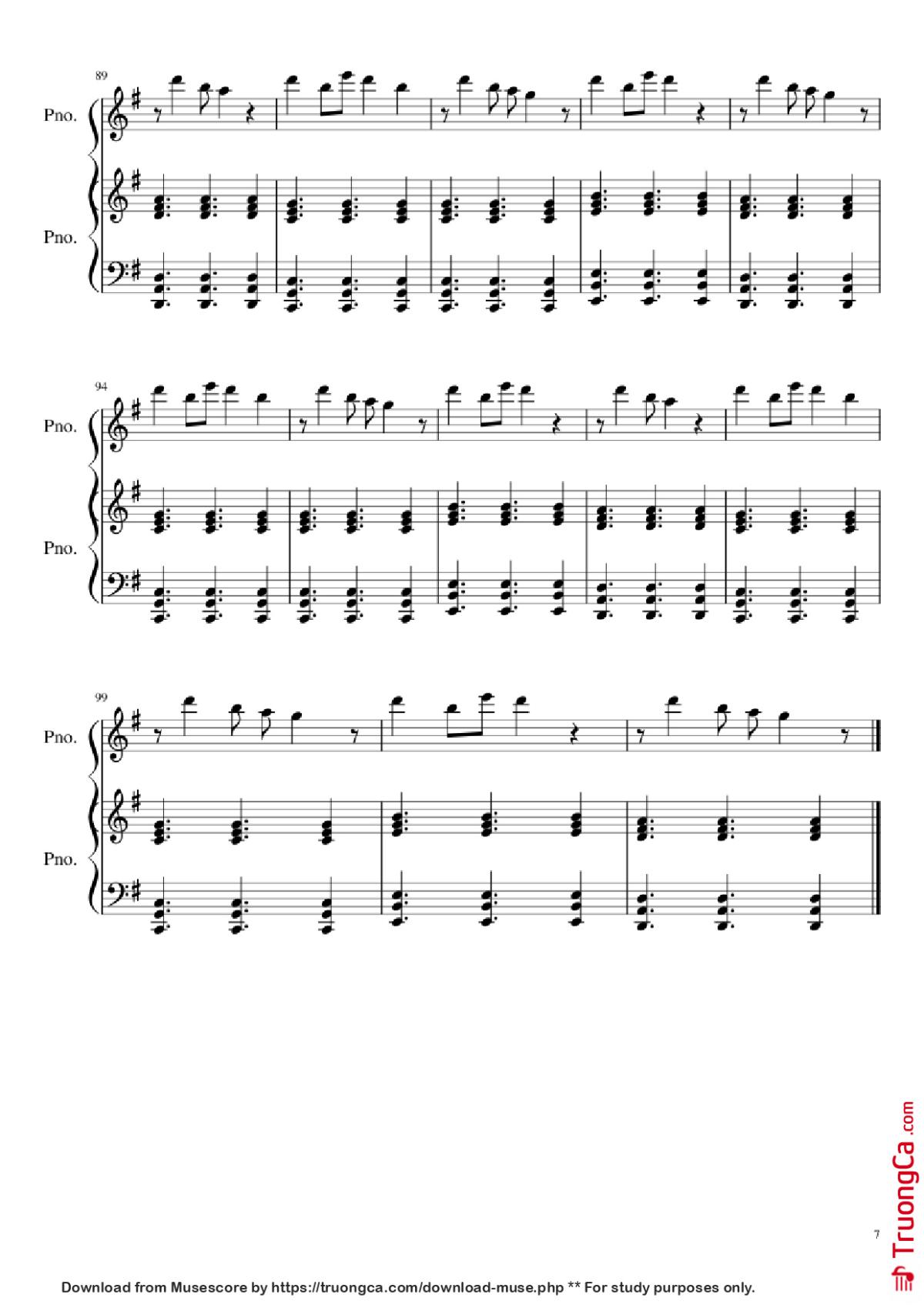 Page 7 of the piano sheet music PDF Piano – In the Name of Love Piano by Ole Berntsen
