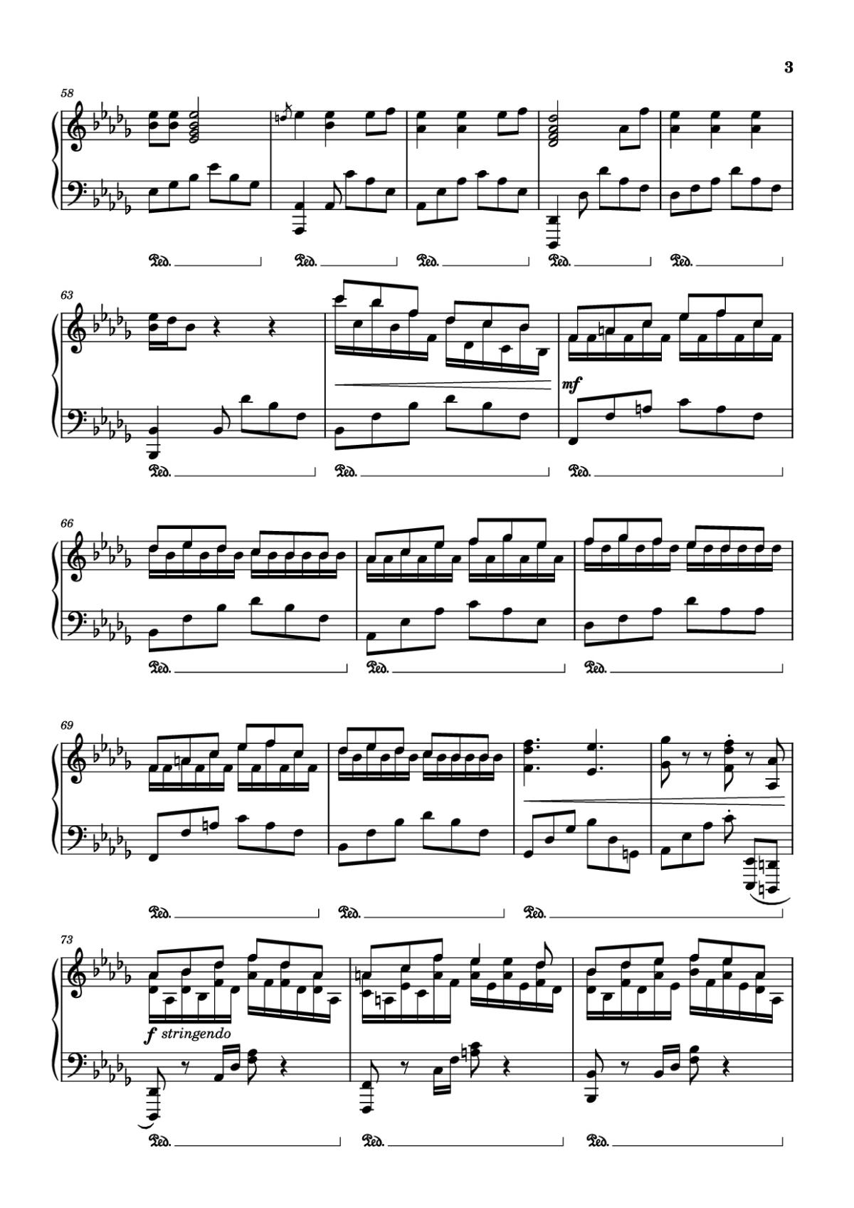 Page 3 of the piano sheet music PDF Piano – Snowman Piano by Sia