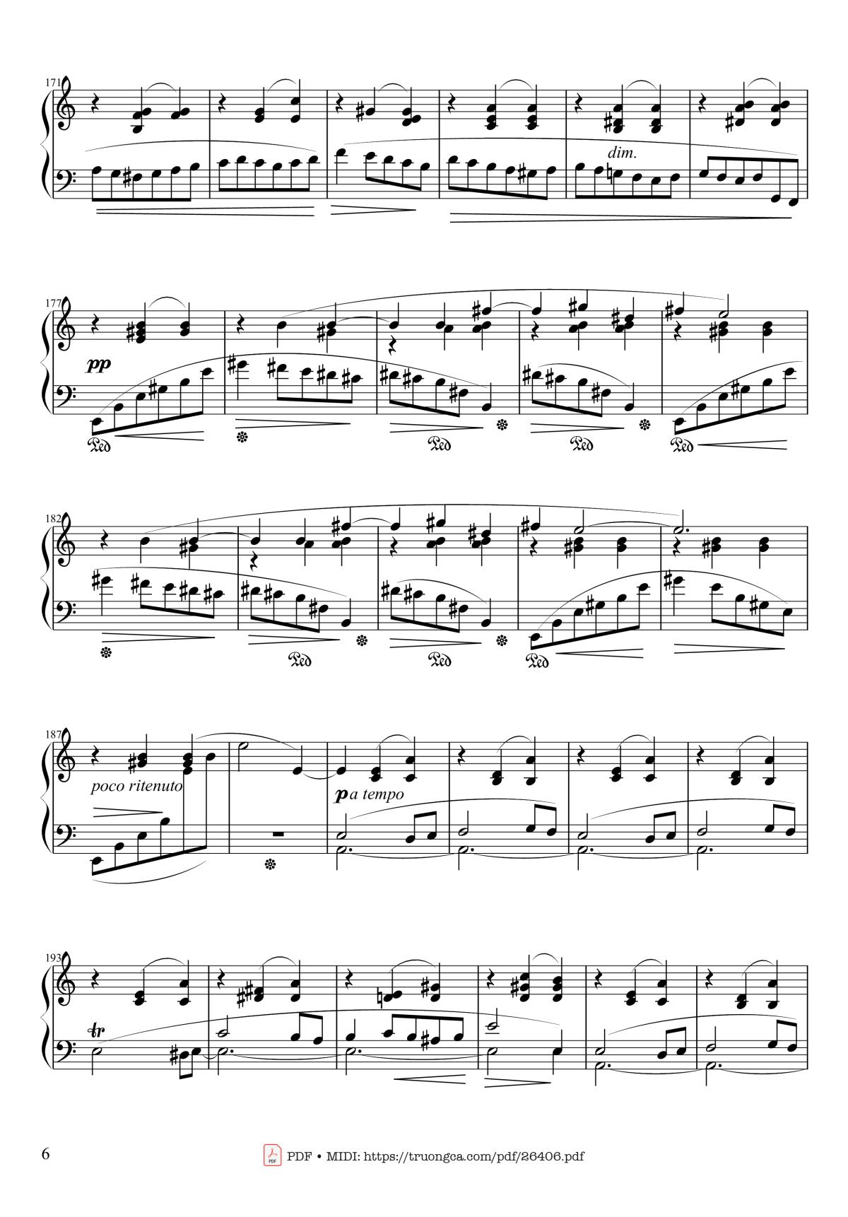 Page 6 of the piano sheet music PDF – Waltz in A Minor, Opus 34 No 2 by Frédéric François Chopin