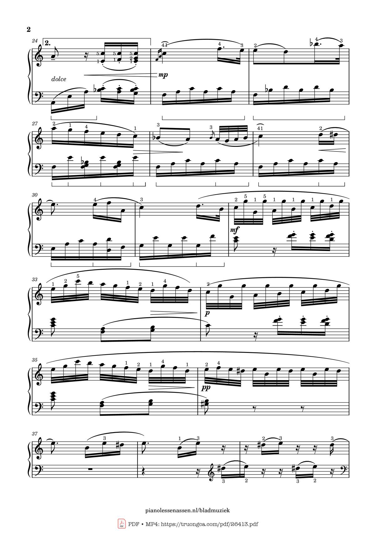 Page 2 of the piano sheet music PDF Piano – Für Elise Piano With fingering by L. van Beethoven