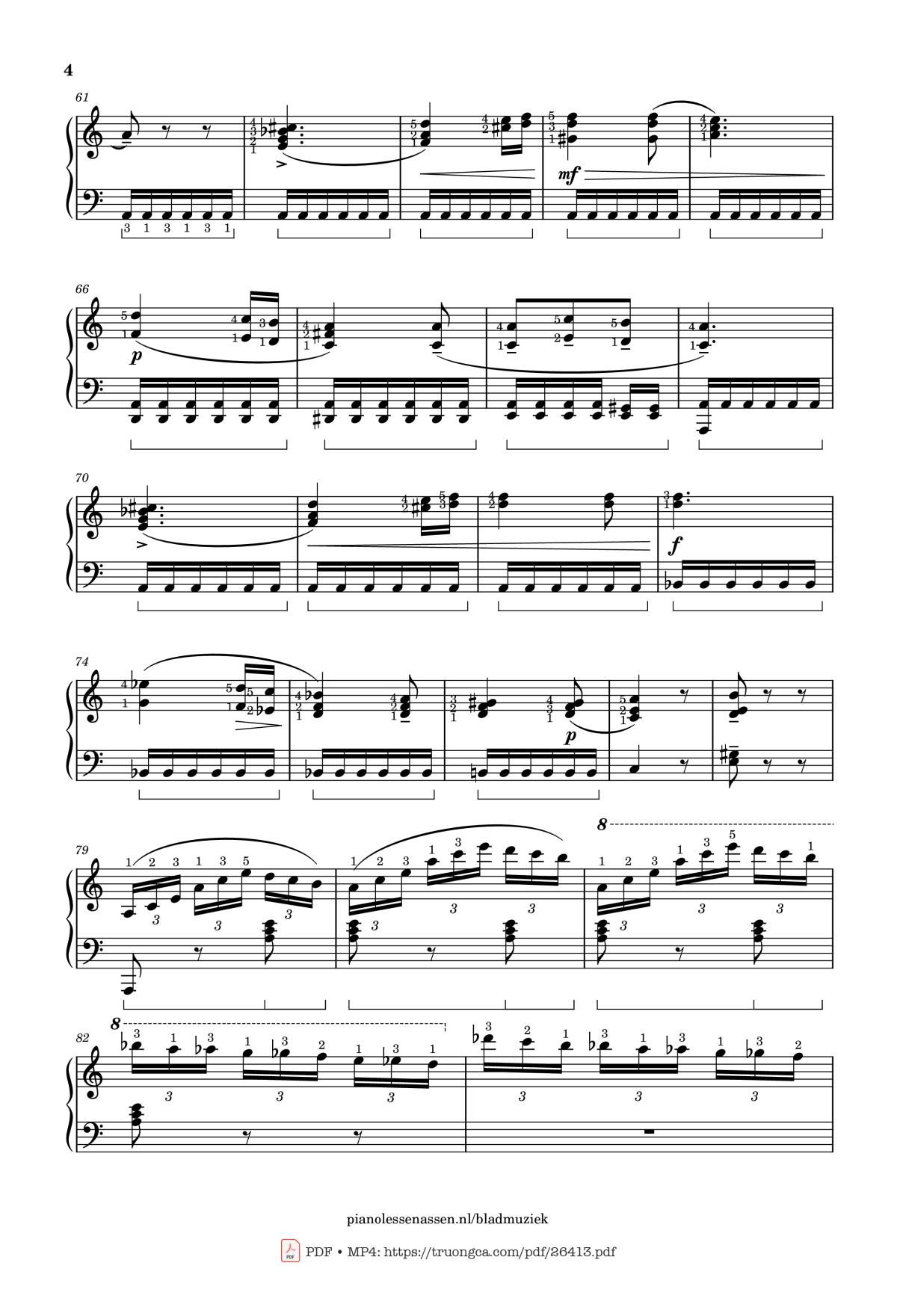 Page 4 of the piano sheet music PDF Piano – Für Elise Piano With fingering by L. van Beethoven