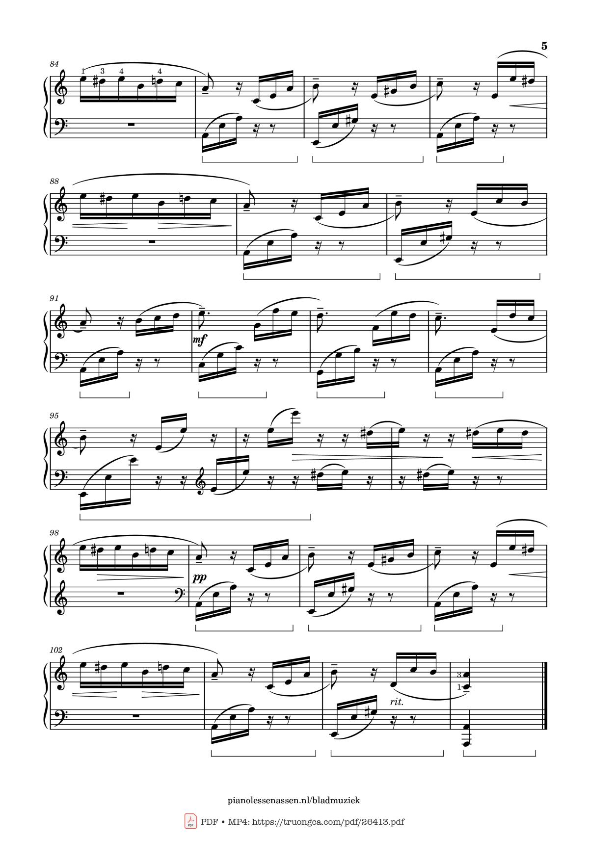 Page 5 of the piano sheet music PDF Piano – Für Elise Piano With fingering by L. van Beethoven