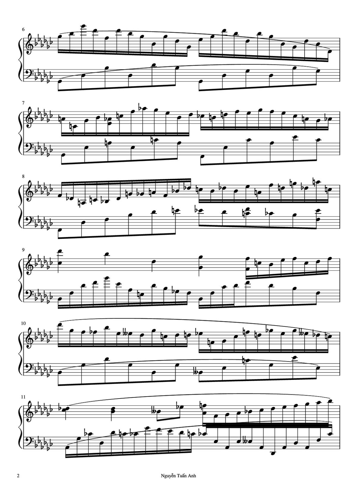 Page 2 of the piano sheet music PDF Piano – Le Cygne (The Swan) Saint-Saëns-Godowsky Piano by Nguyễn Tuấn Anh