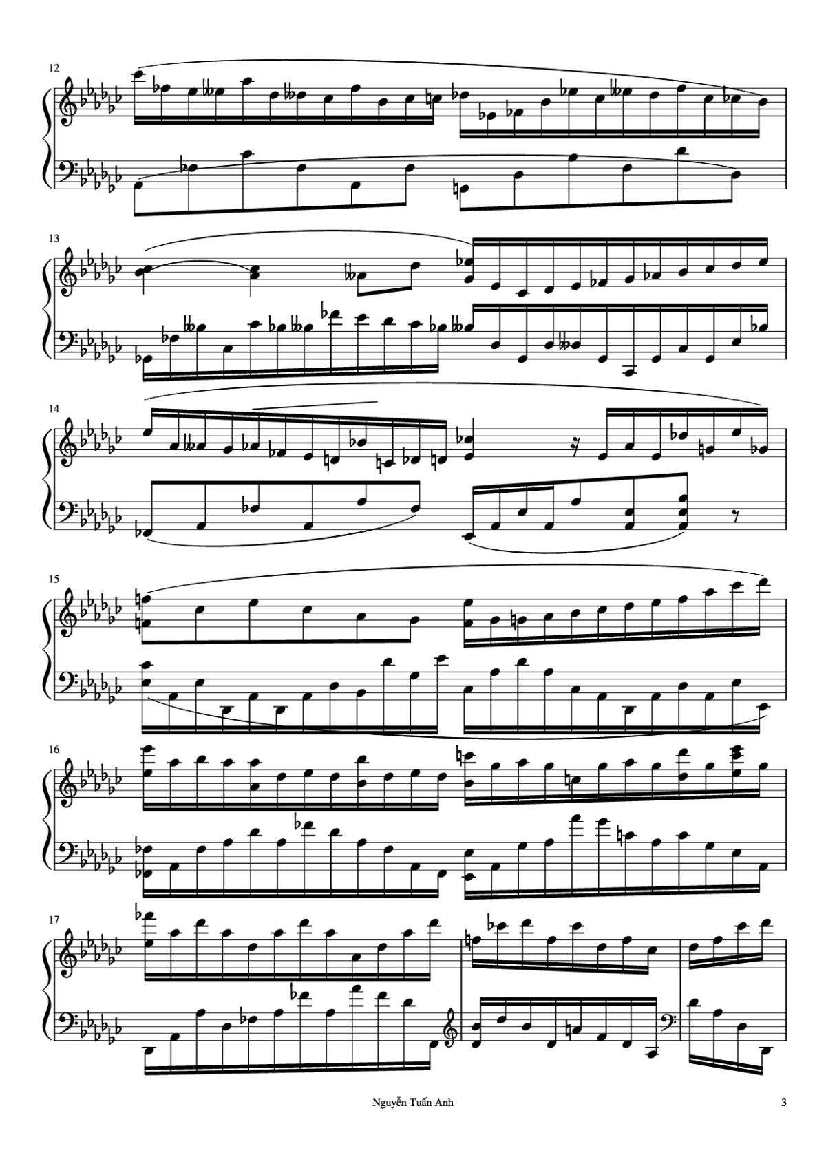 Page 3 of the piano sheet music PDF Piano – Le Cygne (The Swan) Saint-Saëns-Godowsky Piano by Nguyễn Tuấn Anh