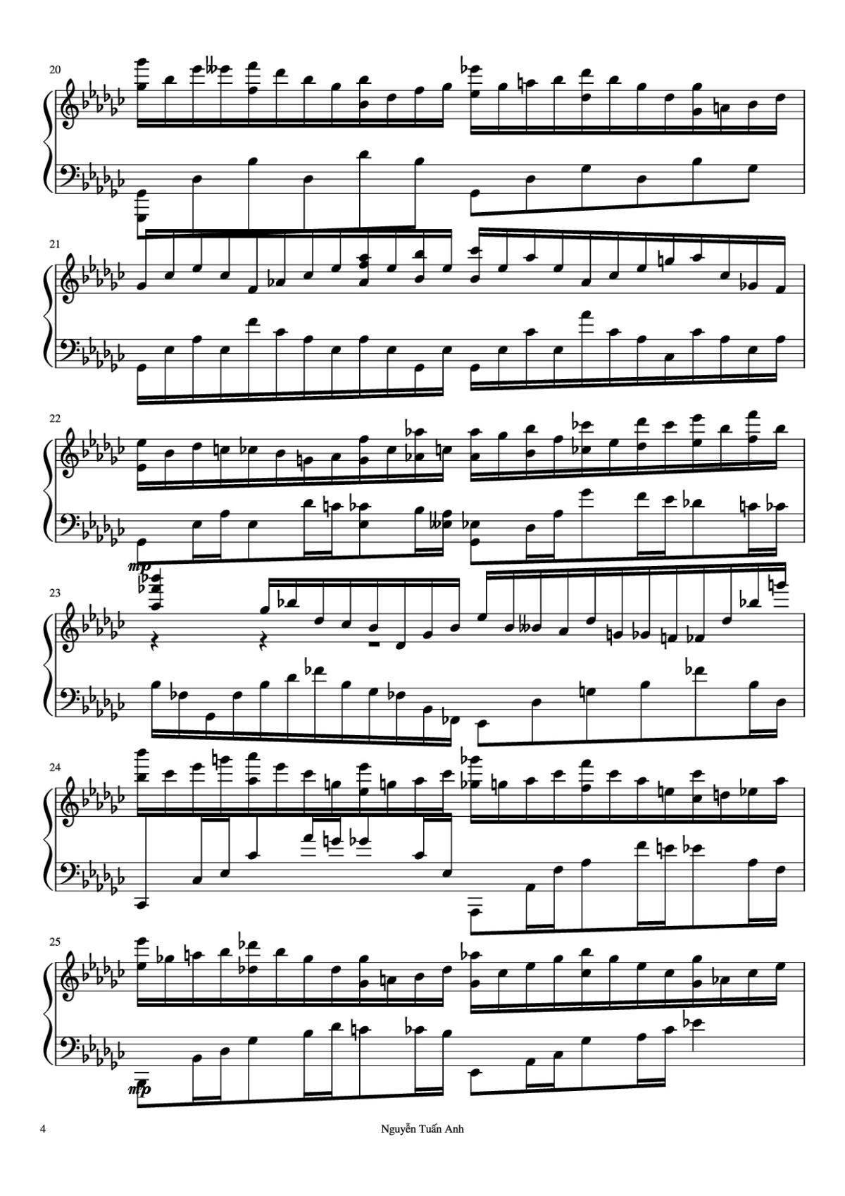 Page 4 of the piano sheet music PDF Piano – Le Cygne (The Swan) Saint-Saëns-Godowsky Piano by Nguyễn Tuấn Anh