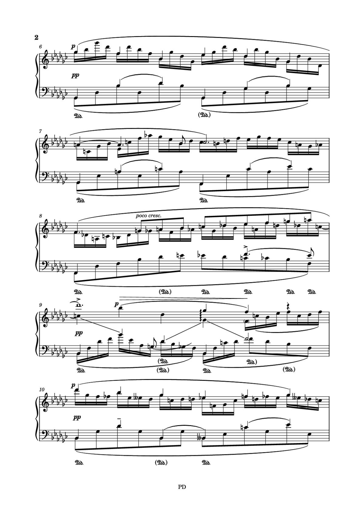 Page 2 of the piano sheet music PDF Piano – Le Cygne Piano by Arranged by