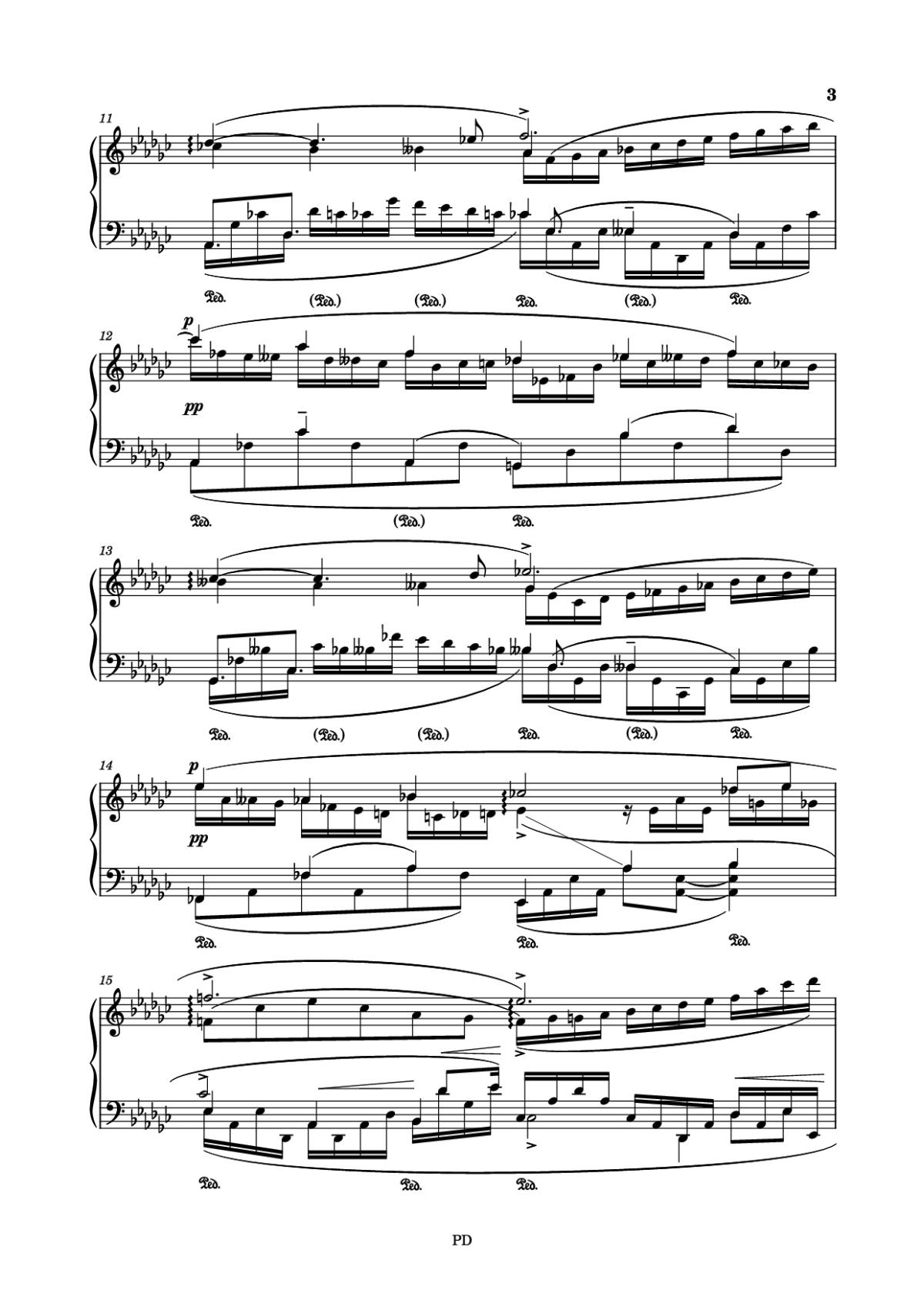 Page 3 of the piano sheet music PDF Piano – Le Cygne Piano by Arranged by