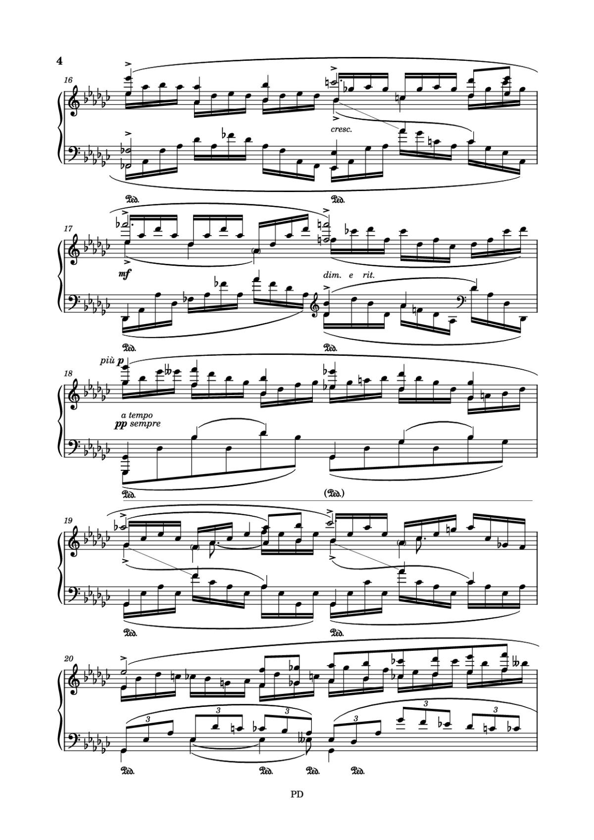 Page 4 of the piano sheet music PDF Piano – Le Cygne Piano by Arranged by