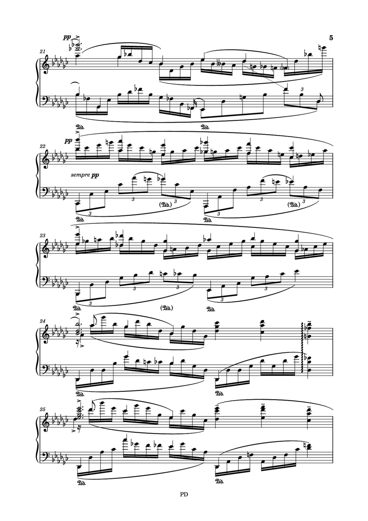 Page 5 of the piano sheet music PDF Piano – Le Cygne Piano by Arranged by