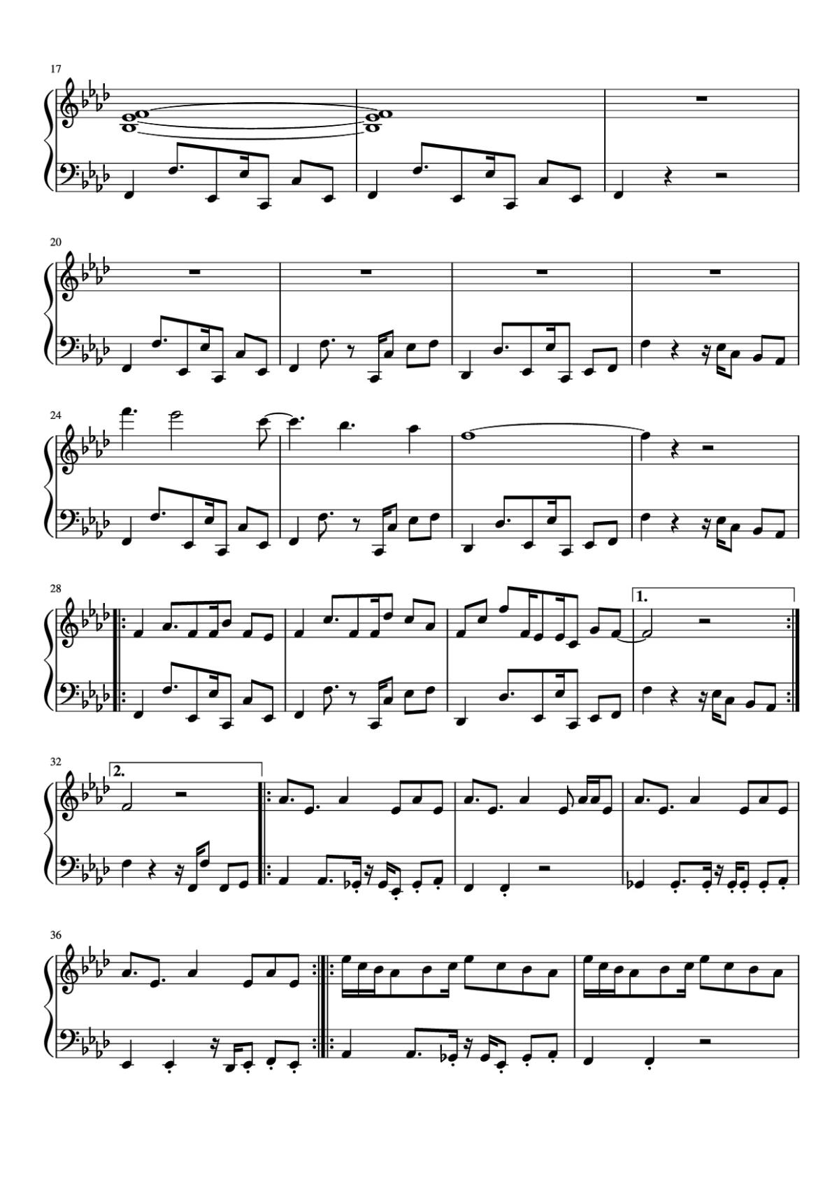 Page 2 of the piano sheet music PDF Piano – Axel F Piano by Harold Faltermeyer