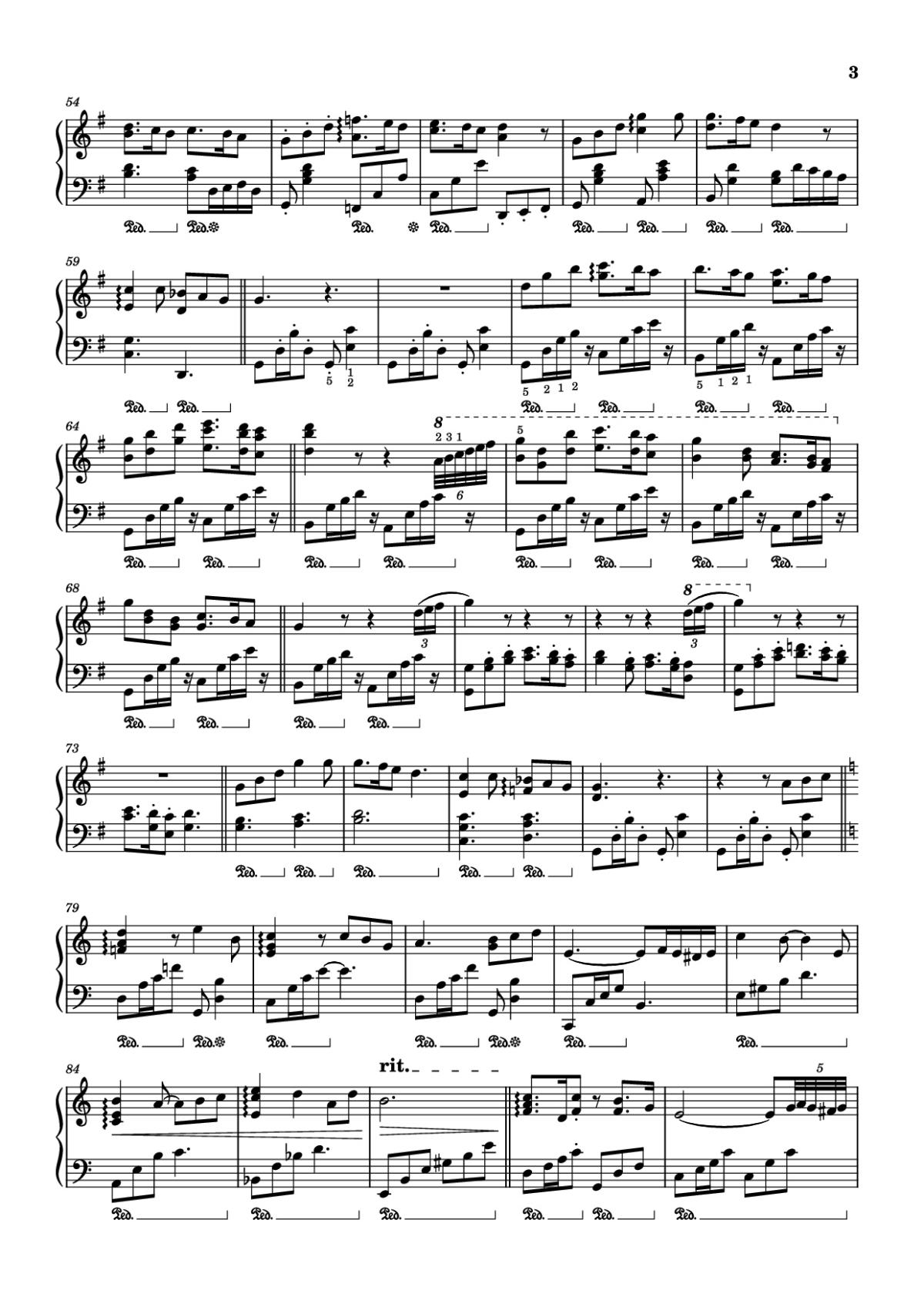 Page 3 of the piano sheet music PDF Piano – A SEASIDE TOWN Piano by Kiki