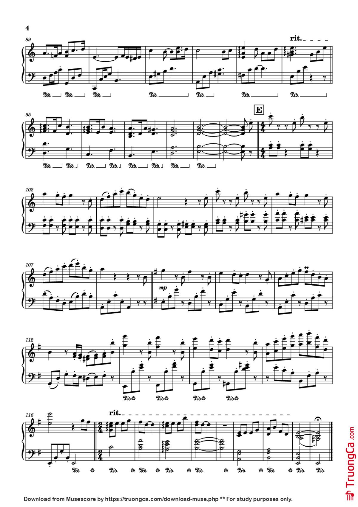 Page 4 of the piano sheet music PDF Piano – A SEASIDE TOWN Piano by Kiki