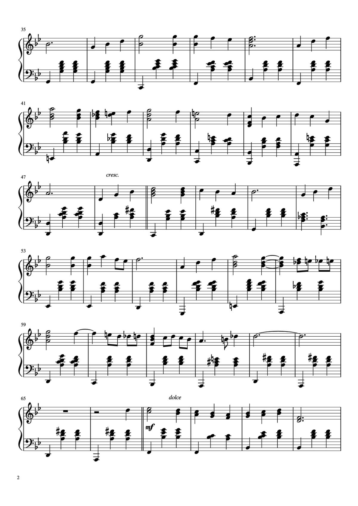 Page 2 of the piano sheet music PDF Piano – Merry-Go-Round of Life Piano by Joe Hisaishi