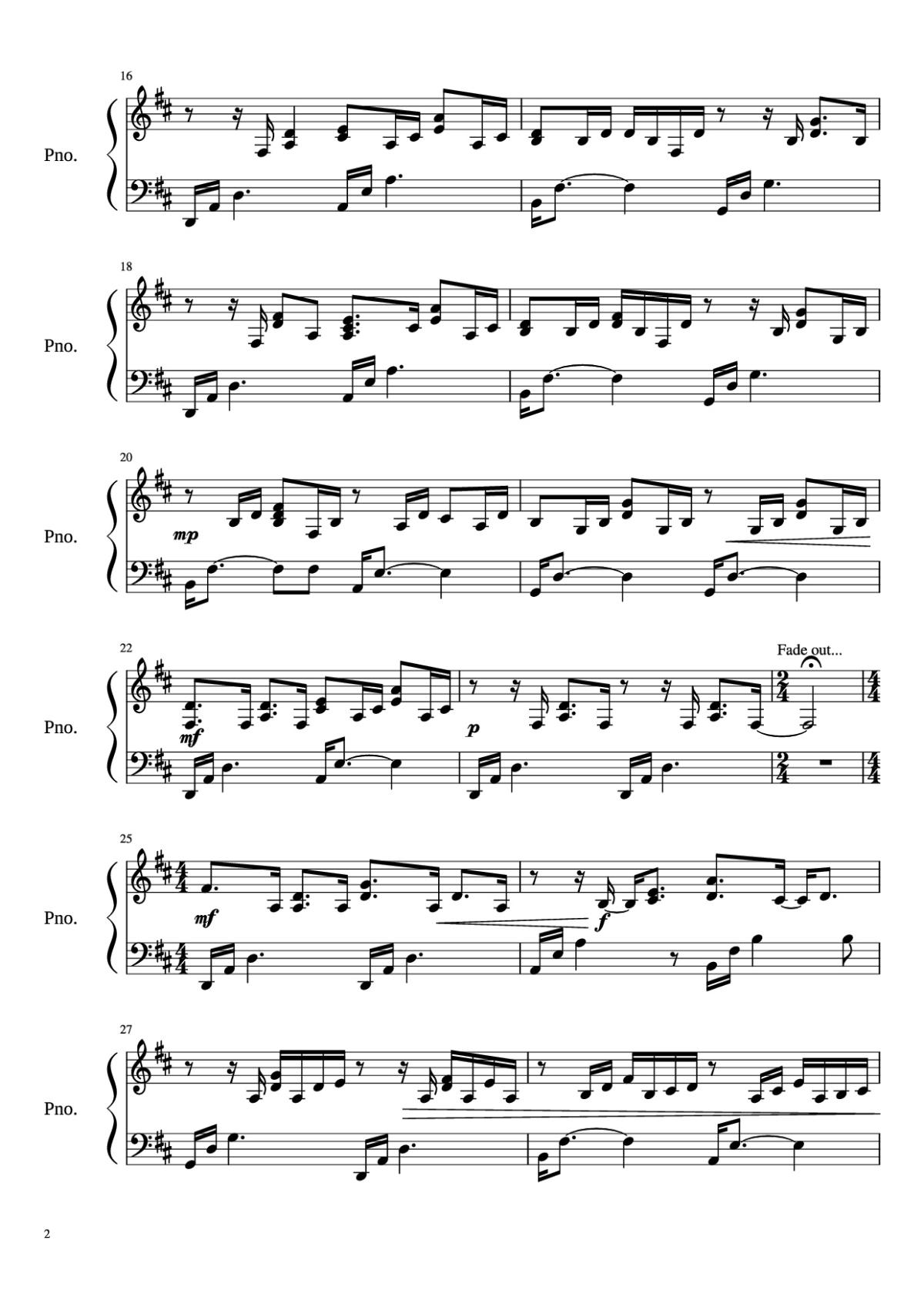 Page 2 of the piano sheet music PDF Piano – Glorious Piano by Stephanie Mabey / David Archuleta Arr. Michael Jarvis