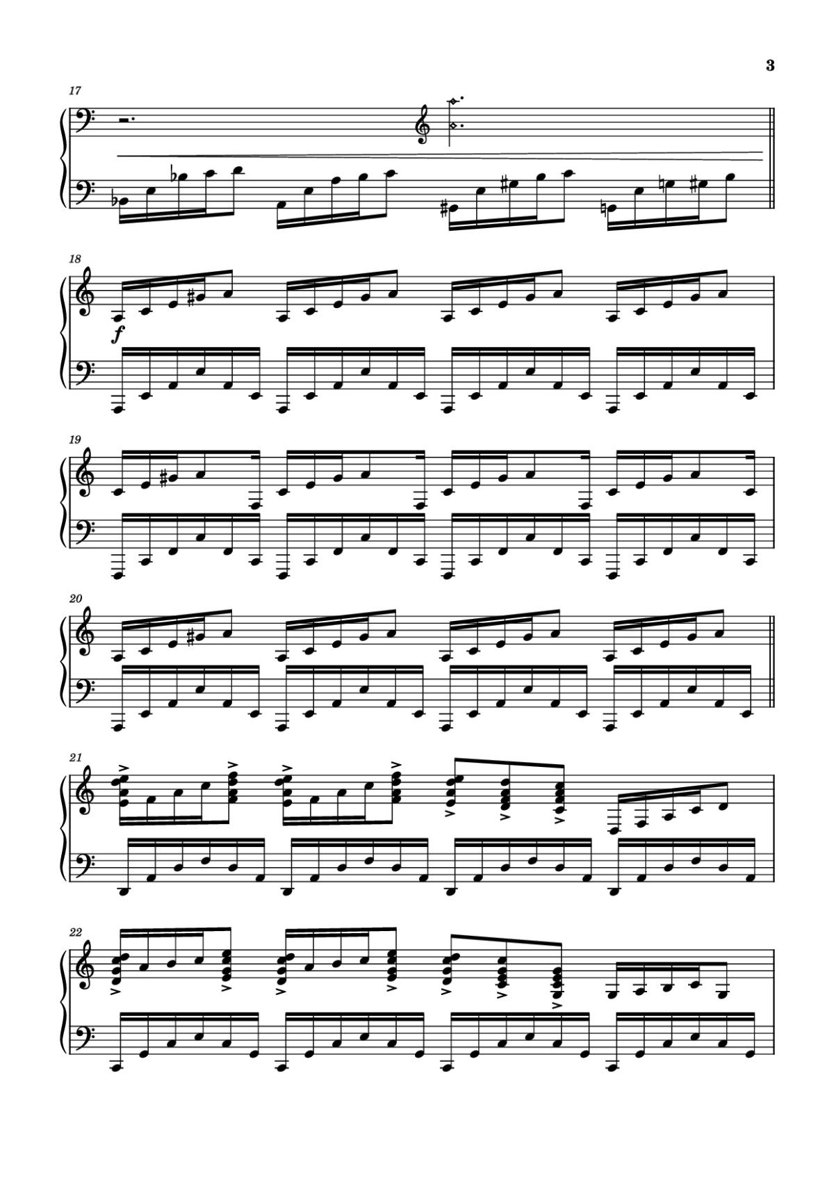 Page 3 of the piano sheet music PDF Piano – Westworld Piano by Ramin Djawadi
