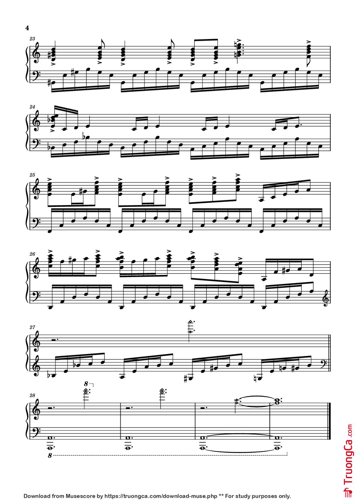 Page 4 of the piano sheet music PDF Piano – Westworld Piano by Ramin Djawadi