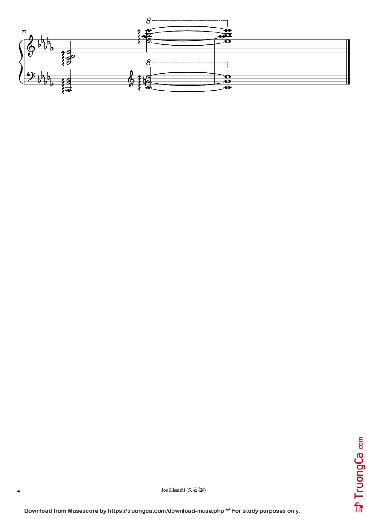 Page 4 of the piano sheet music PDF Piano – Nostalgia Piano by Composer: Joe Hisaishi