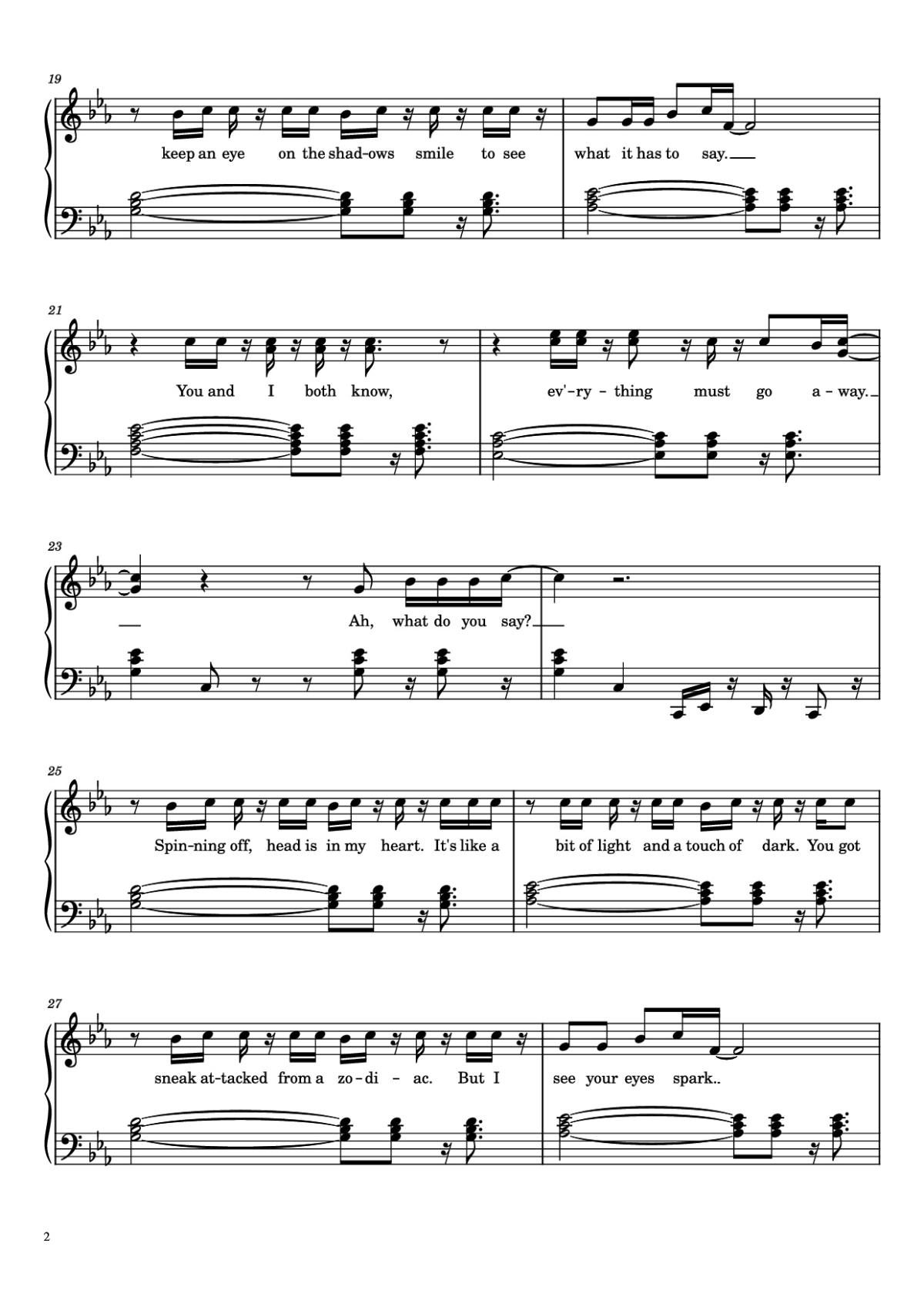 Page 2 of the piano sheet music PDF Piano – Dark Necessities Piano by Red Hot Chili Peppers