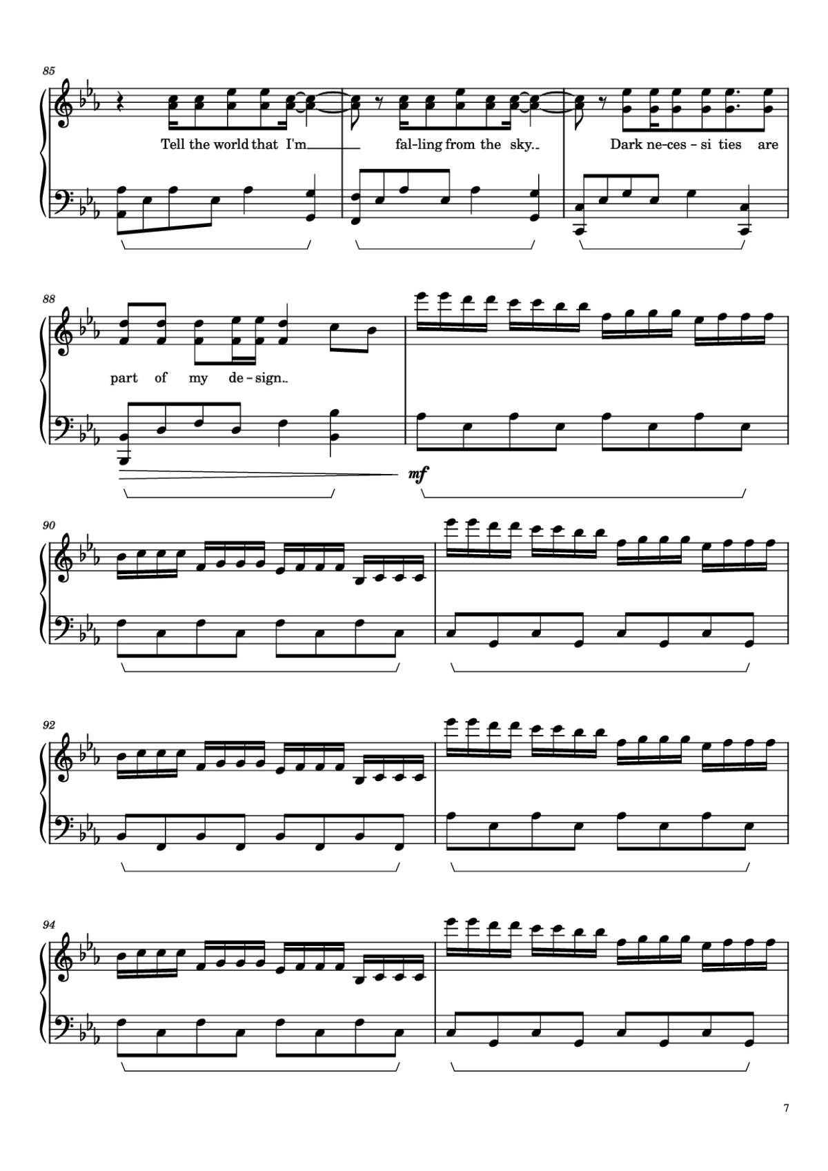 Page 7 of the piano sheet music PDF Piano – Dark Necessities Piano by Red Hot Chili Peppers
