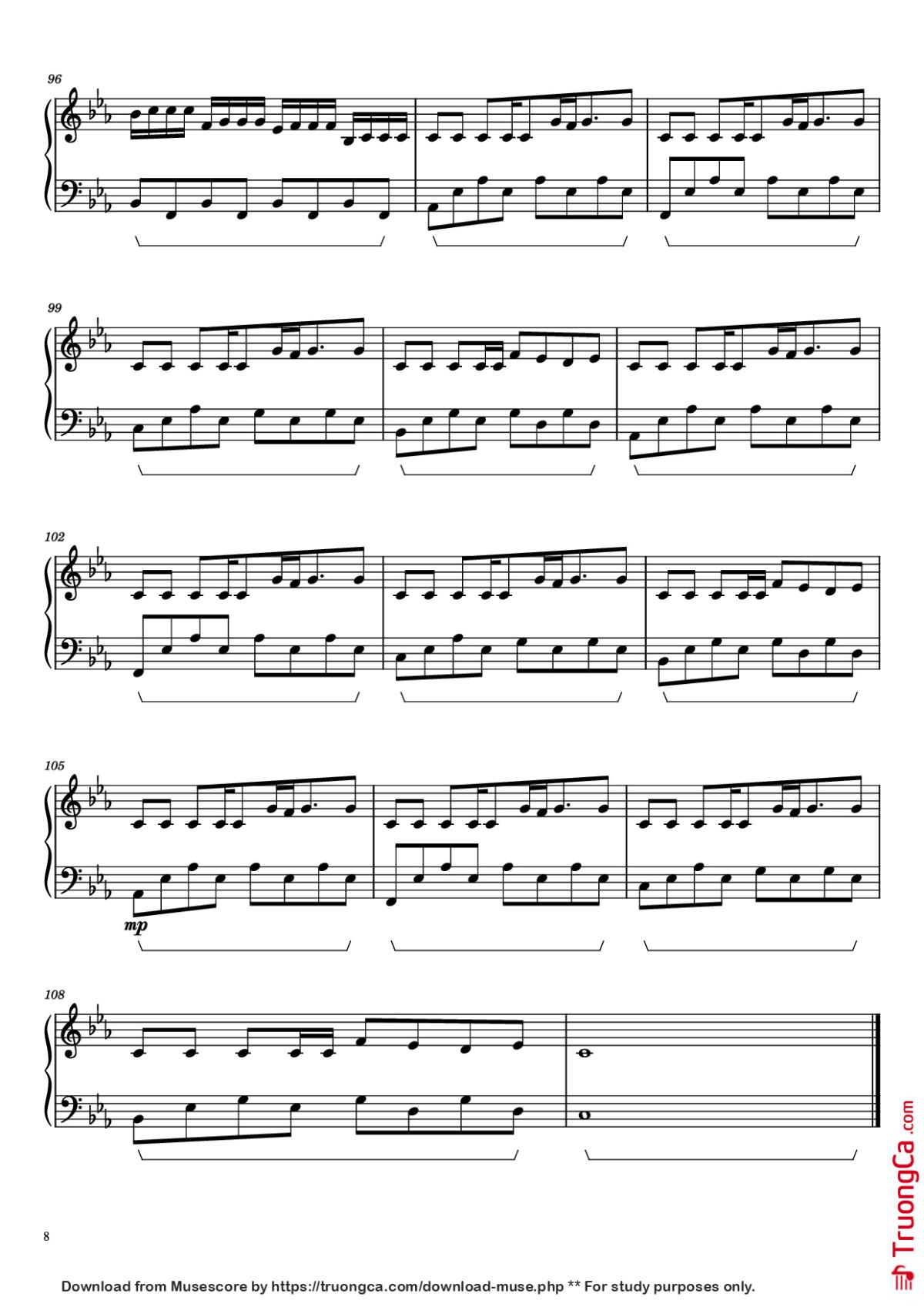 Page 8 of the piano sheet music PDF Piano – Dark Necessities Piano by Red Hot Chili Peppers