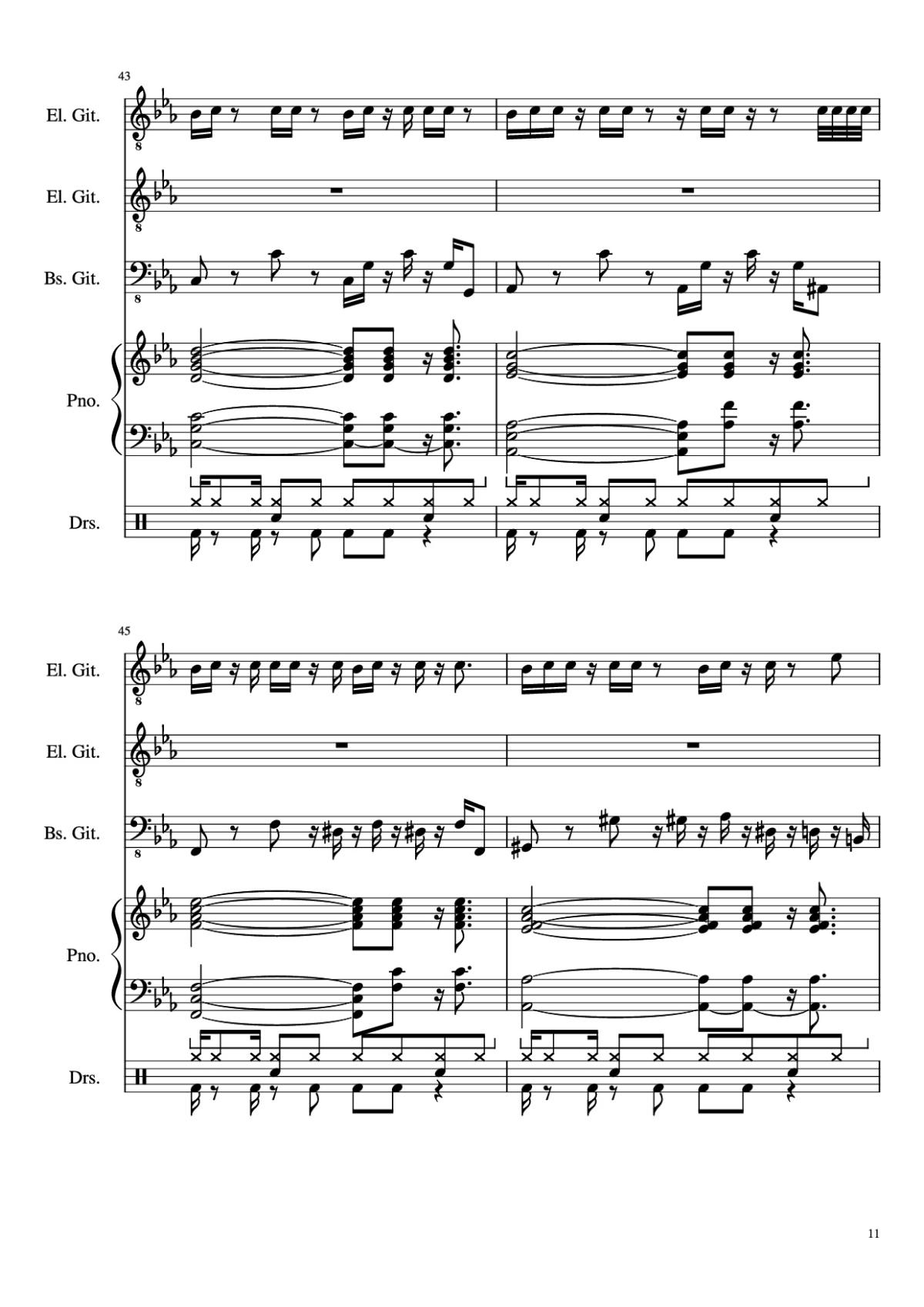 Page 11 of the piano sheet music PDF – Dark Necessities Piano by JaronTu