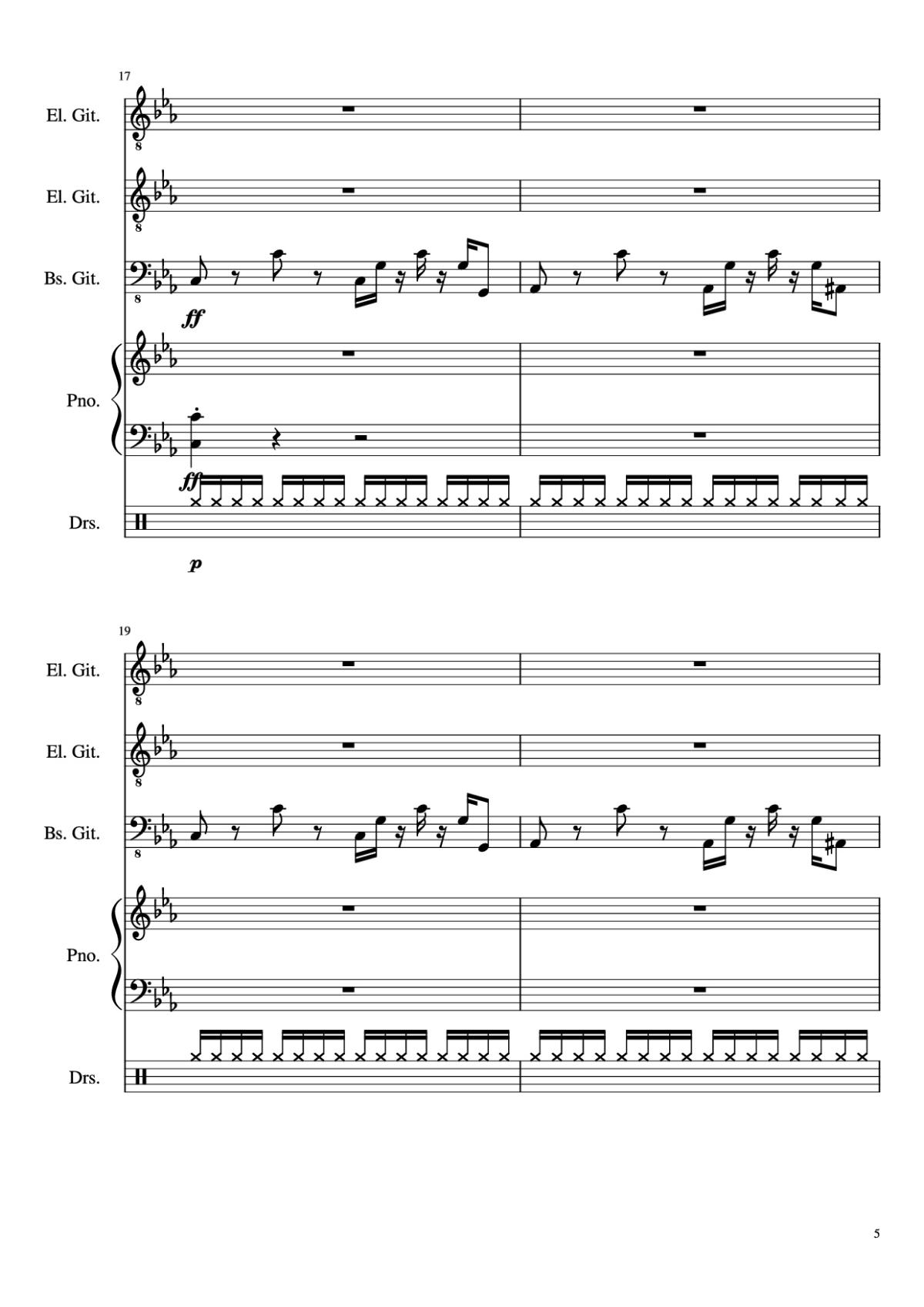 Page 5 of the piano sheet music PDF – Dark Necessities Piano by JaronTu