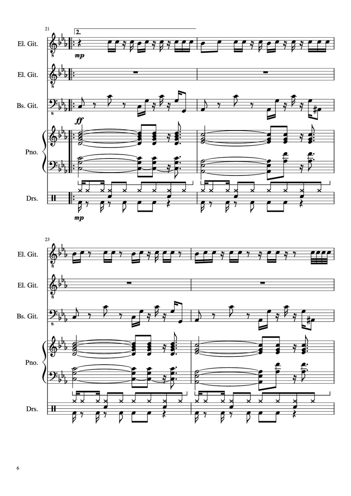 Page 6 of the piano sheet music PDF – Dark Necessities Piano by JaronTu