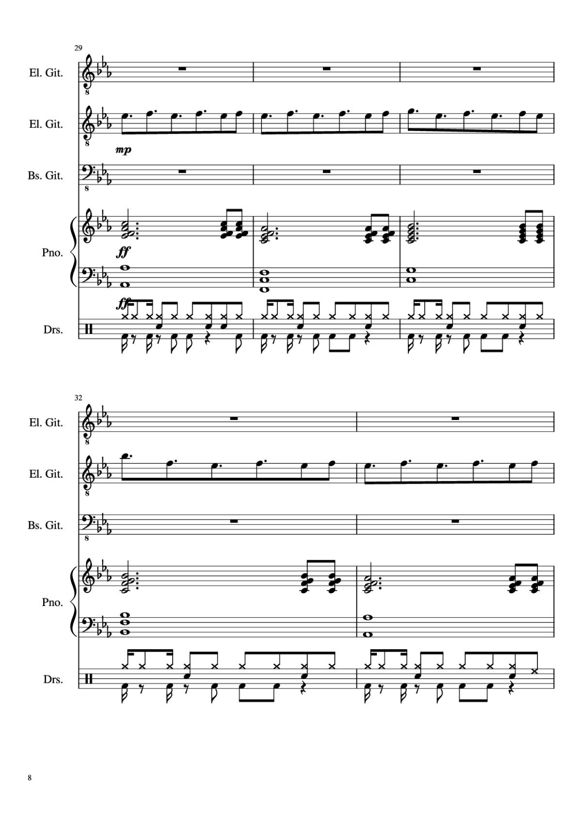 Page 8 of the piano sheet music PDF – Dark Necessities Piano by JaronTu
