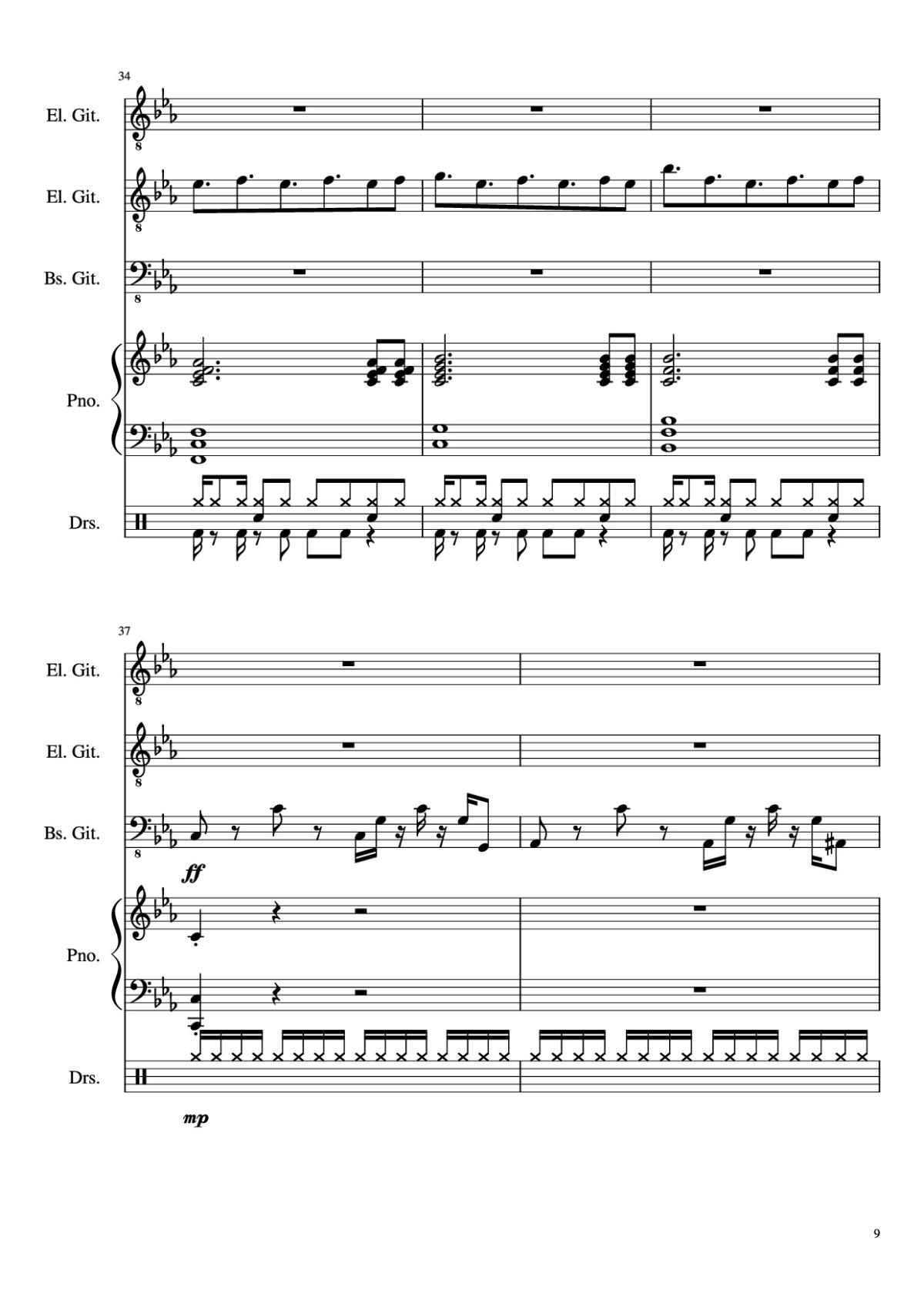 Page 9 of the piano sheet music PDF – Dark Necessities Piano by JaronTu