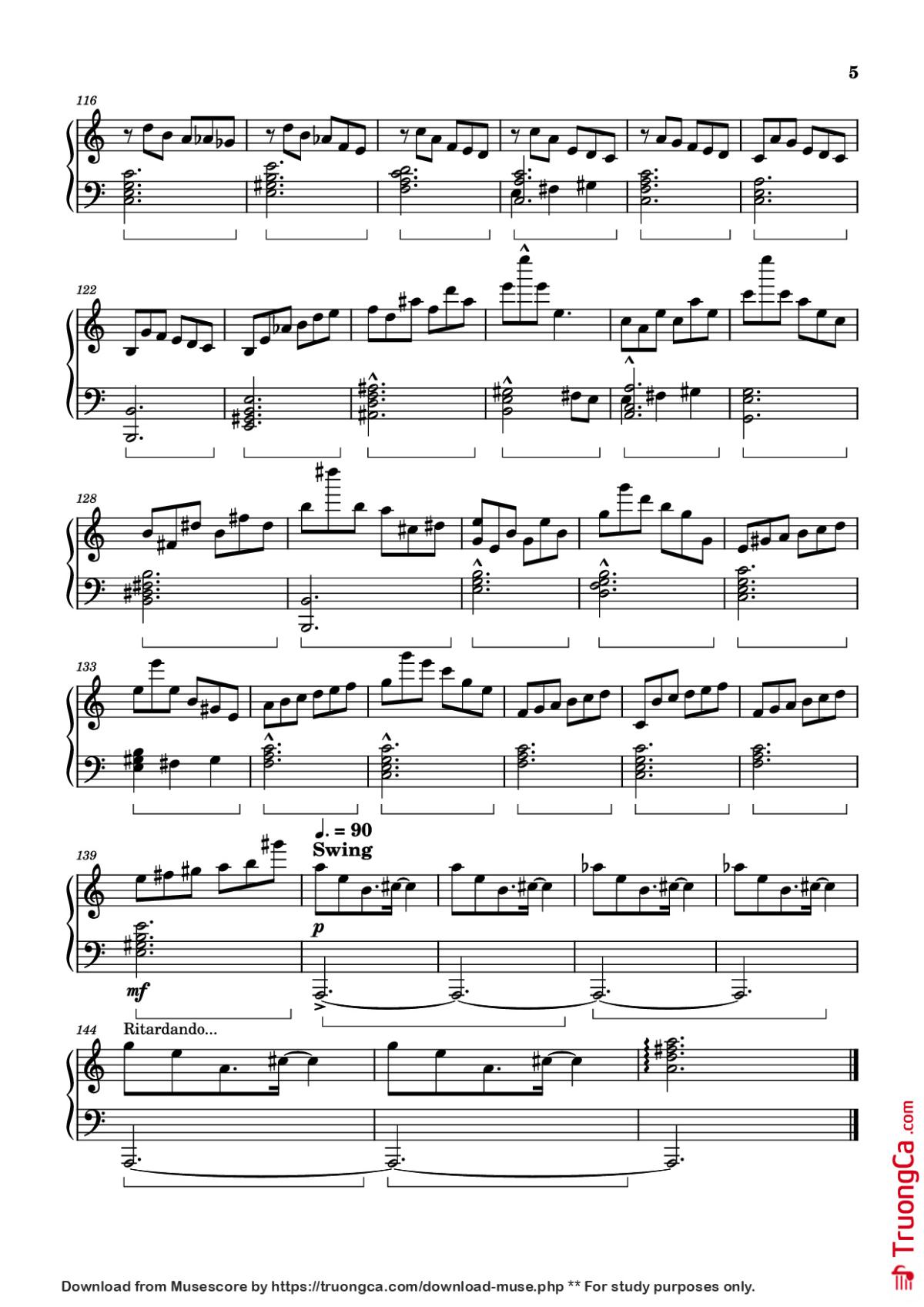 Page 5 of the piano sheet music PDF Piano – Fate of the Stars Piano by Undefined