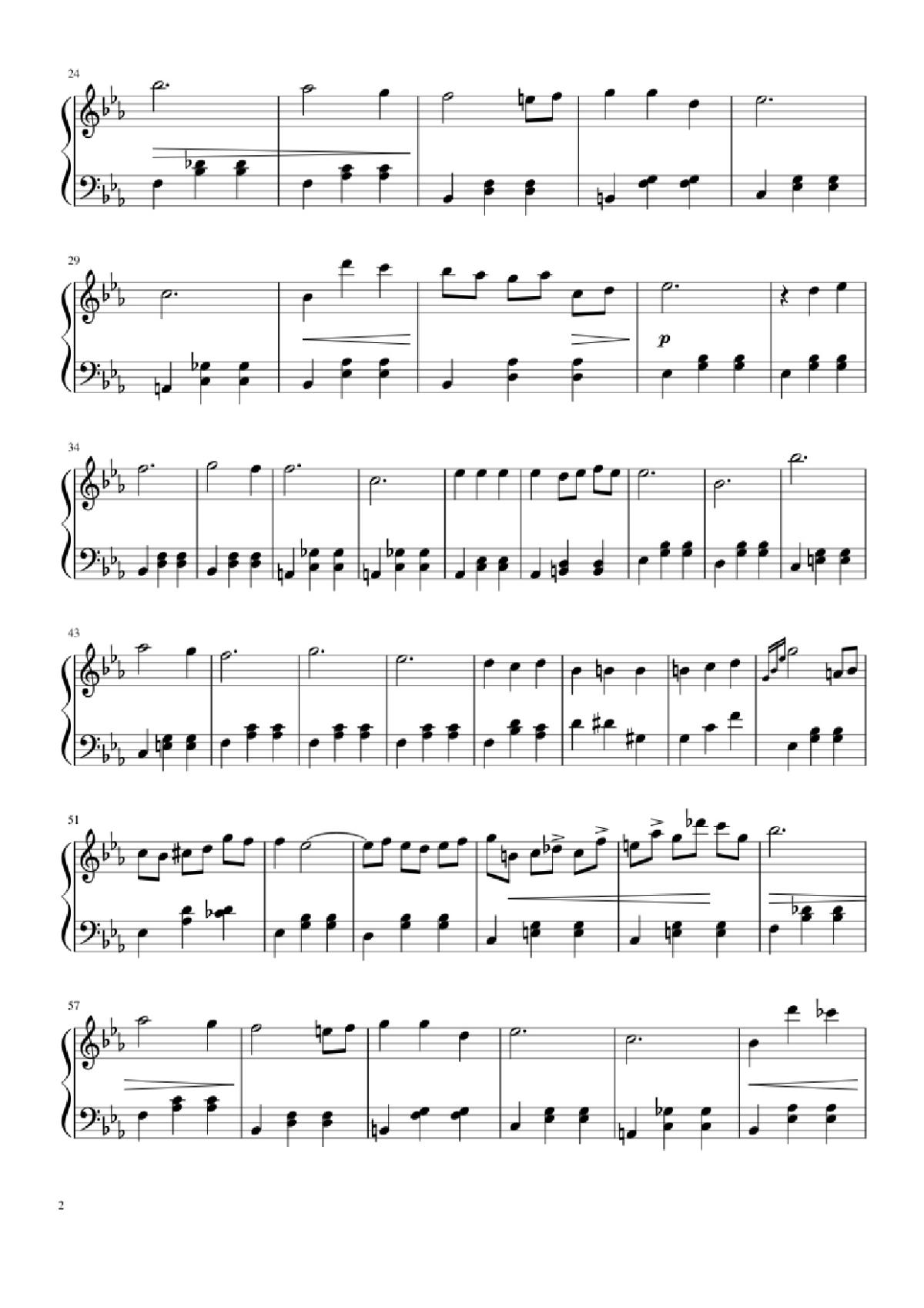 Page 2 of the piano sheet music PDF – Nocturne in E-flat Major (Easy) by Frédéric Chopin