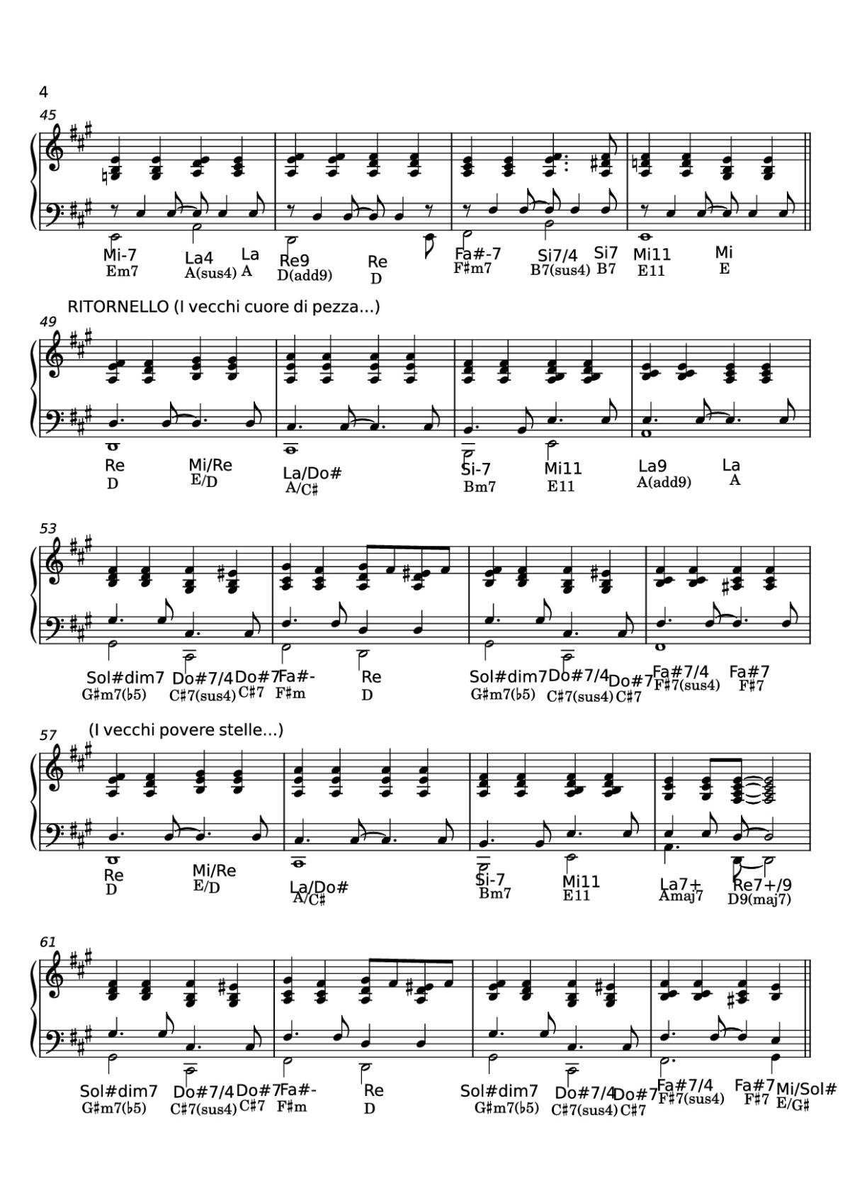 Page 4 of the piano sheet music PDF Piano – I VECCHI di Claudio Baglioni Piano by Claudio Baglioni