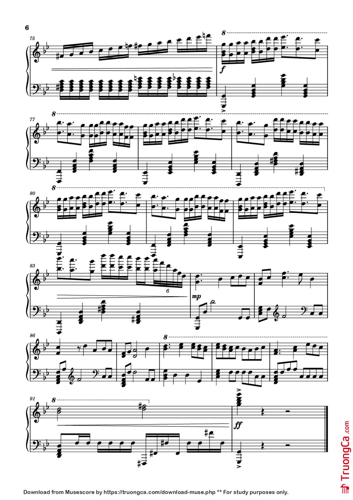 Page 6 of the piano sheet music PDF Piano – Prologue: Lycoris Radiata Piano by Spikes