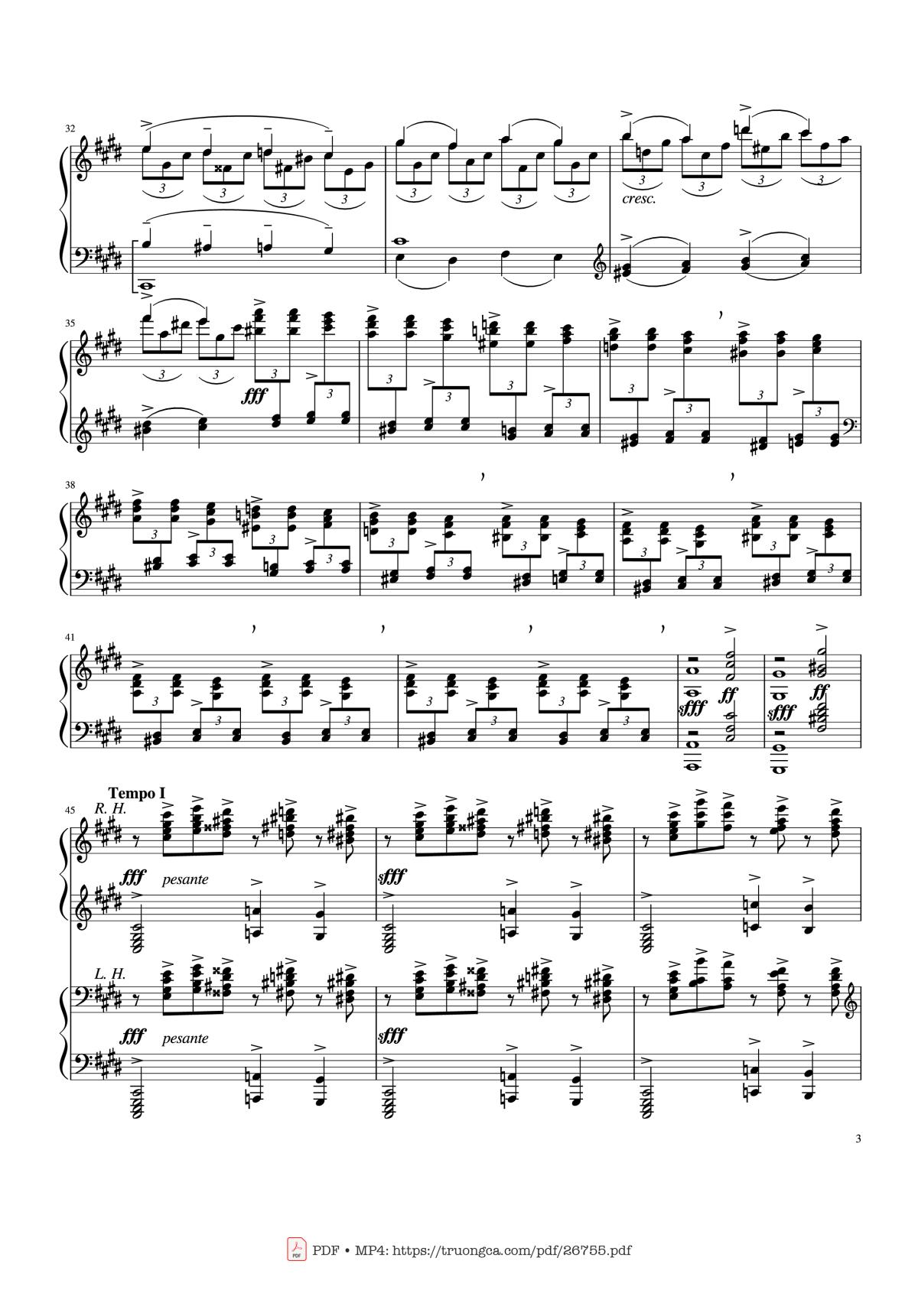 Page 3 of the piano sheet music PDF – Prelude in C♯ minor, Op. 3 No. 2 - Rachmaninov by Sergei Rachmaninov