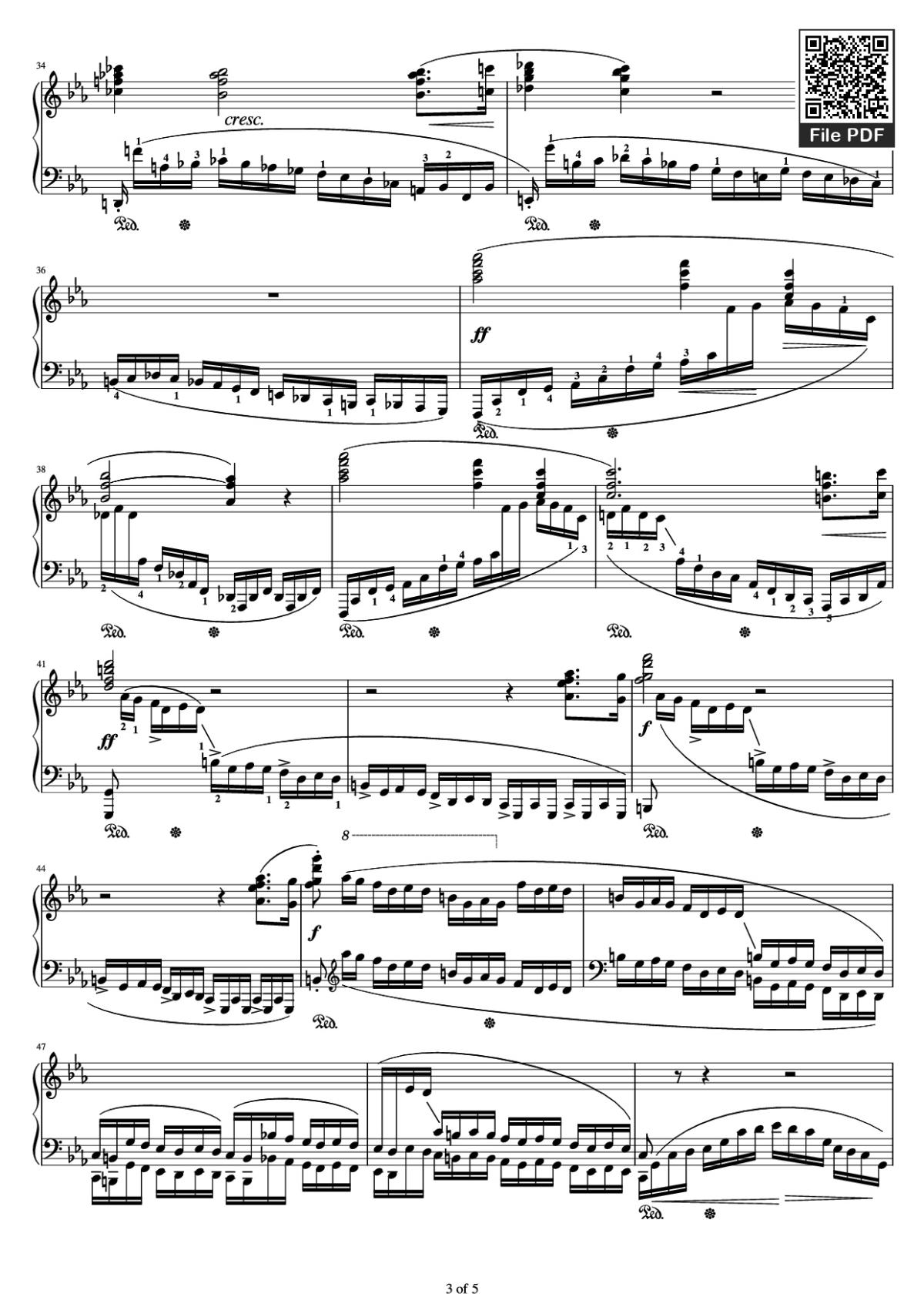 Page 3 of the piano sheet music PDF Piano – Etude Op.10 No.12 Revolutionary by Frederic Francois Chopin