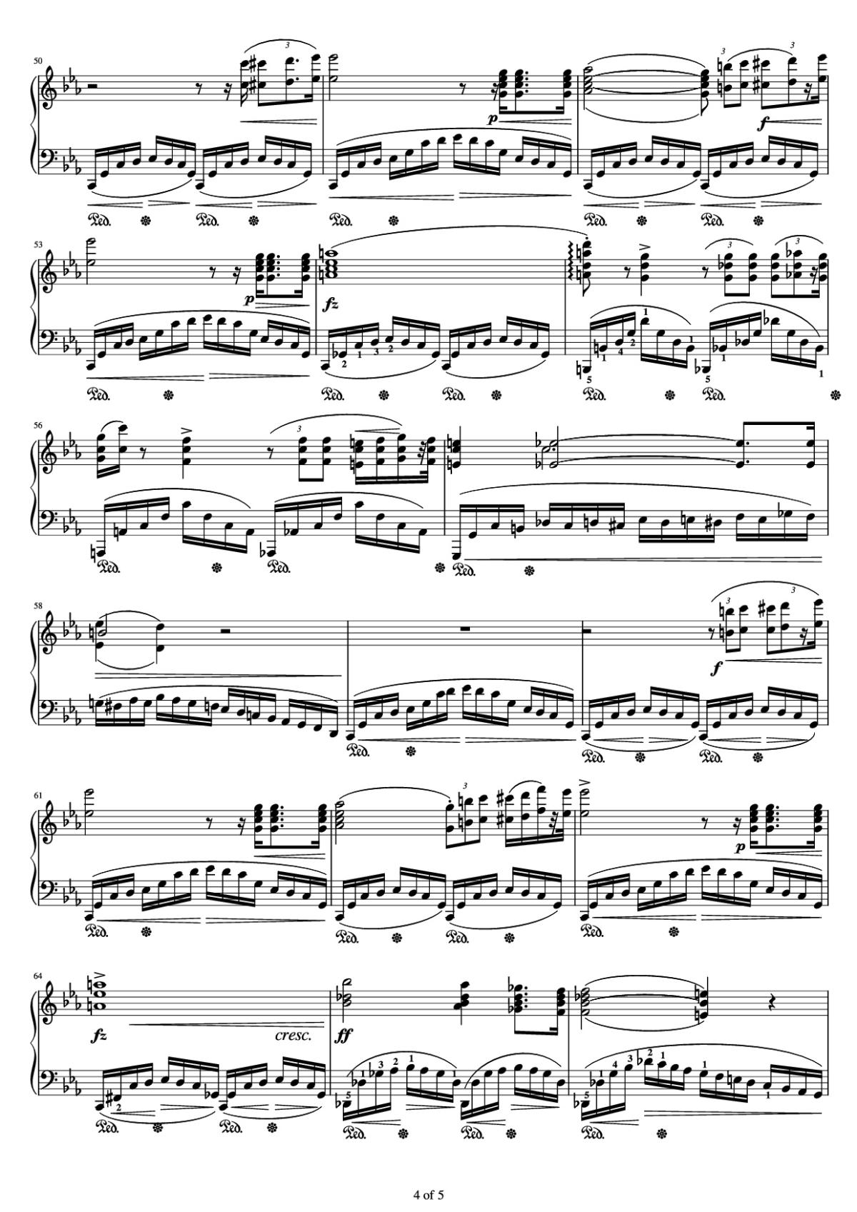 Page 4 of the piano sheet music PDF Piano – Etude Op.10 No.12 Revolutionary by Frederic Francois Chopin