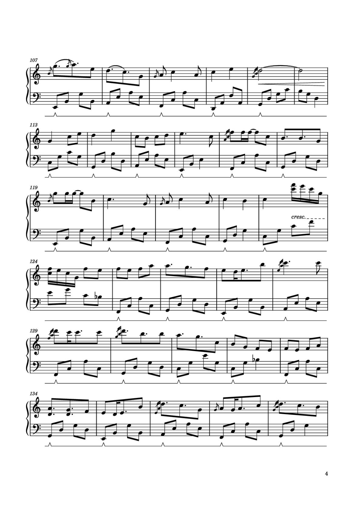 Page 4 of the piano sheet music PDF – Công chúa bong bóng Piano by Nguyễn Hoàng Linh