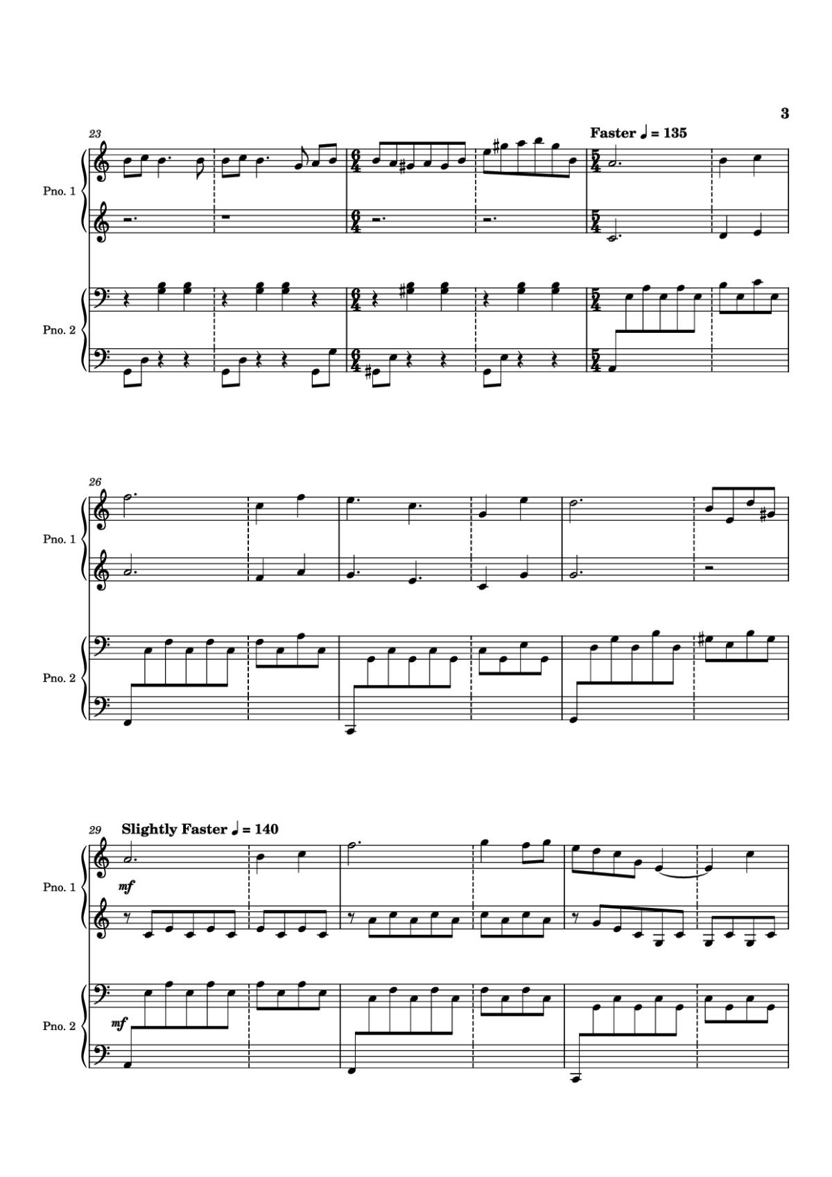 Page 3 of the piano sheet music PDF Piano – Time is Tearing Us Apart Piano by Kyle Patrick Naval
