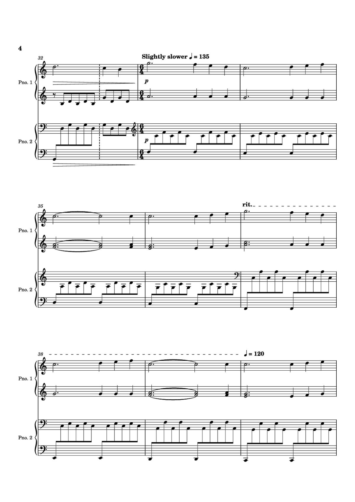 Page 4 of the piano sheet music PDF Piano – Time is Tearing Us Apart Piano by Kyle Patrick Naval
