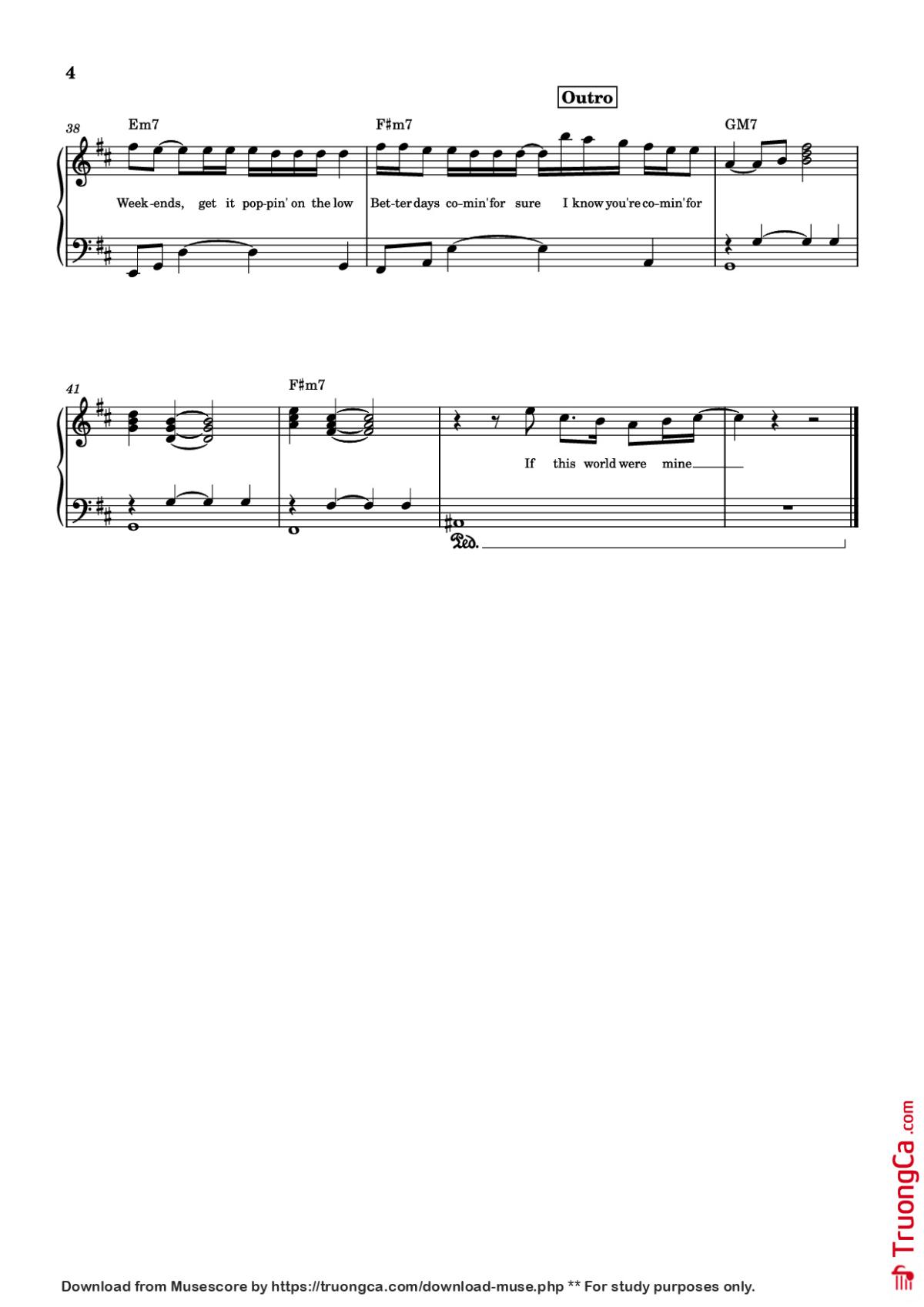 Page 4 of the piano sheet music PDF Piano – LUTHER Piano by Kendrick Lamar