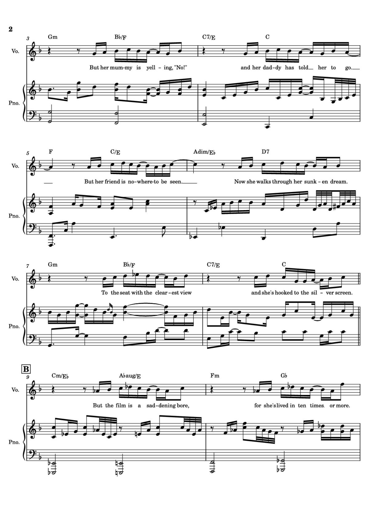 Page 2 of the piano sheet music PDF – Life On Mars? – David Bowie by Undefined